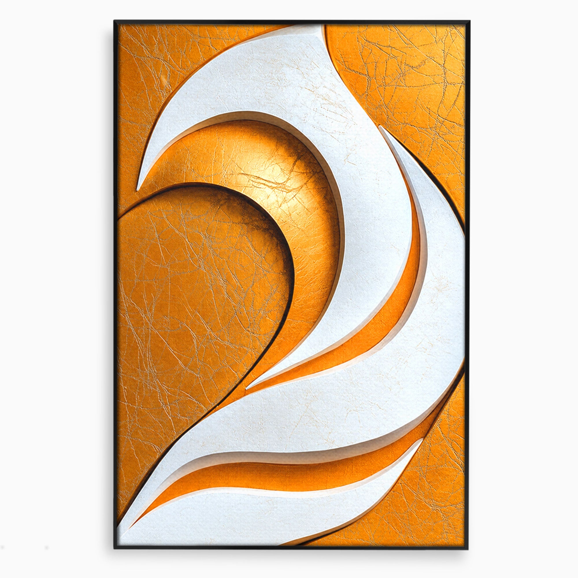 Tablou Canvas Premium LuxCanva® C1385, Necunoscuta Aurie, Abstract, Modern, Arta Contemporana, Alb, Eleganta, Birou, Culori Vibrante