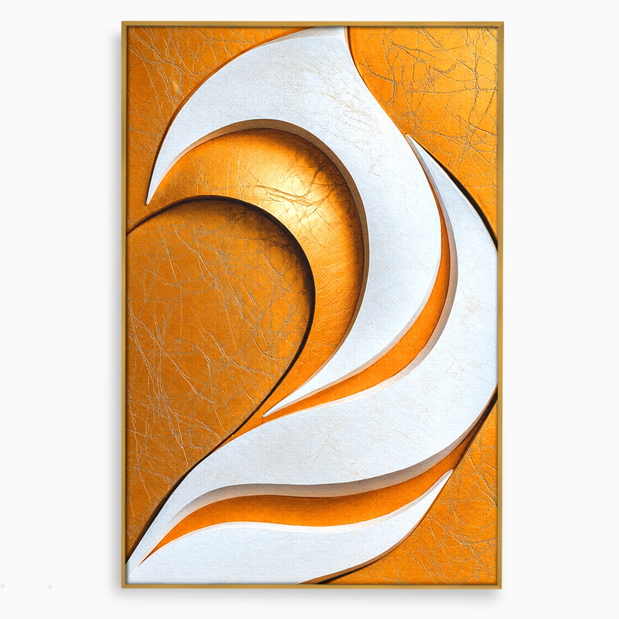 Tablou Canvas Premium LuxCanva® C1385, Necunoscuta Aurie, Abstract, Modern, Arta Contemporana, Alb, Eleganta, Birou, Culori Vibrante