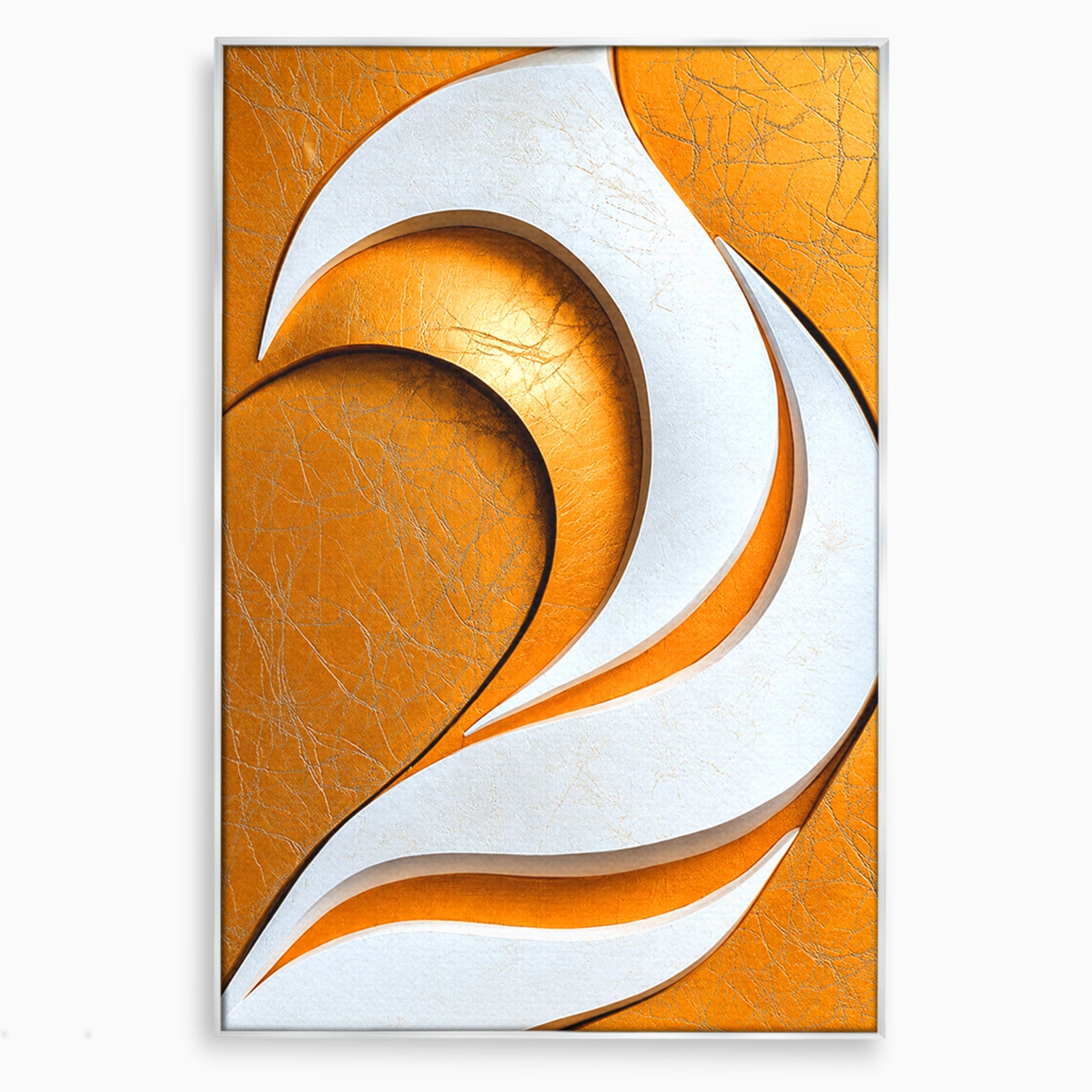 Tablou Canvas Premium LuxCanva® C1385, Necunoscuta Aurie, Abstract, Modern, Arta Contemporana, Alb, Eleganta, Birou, Culori Vibrante