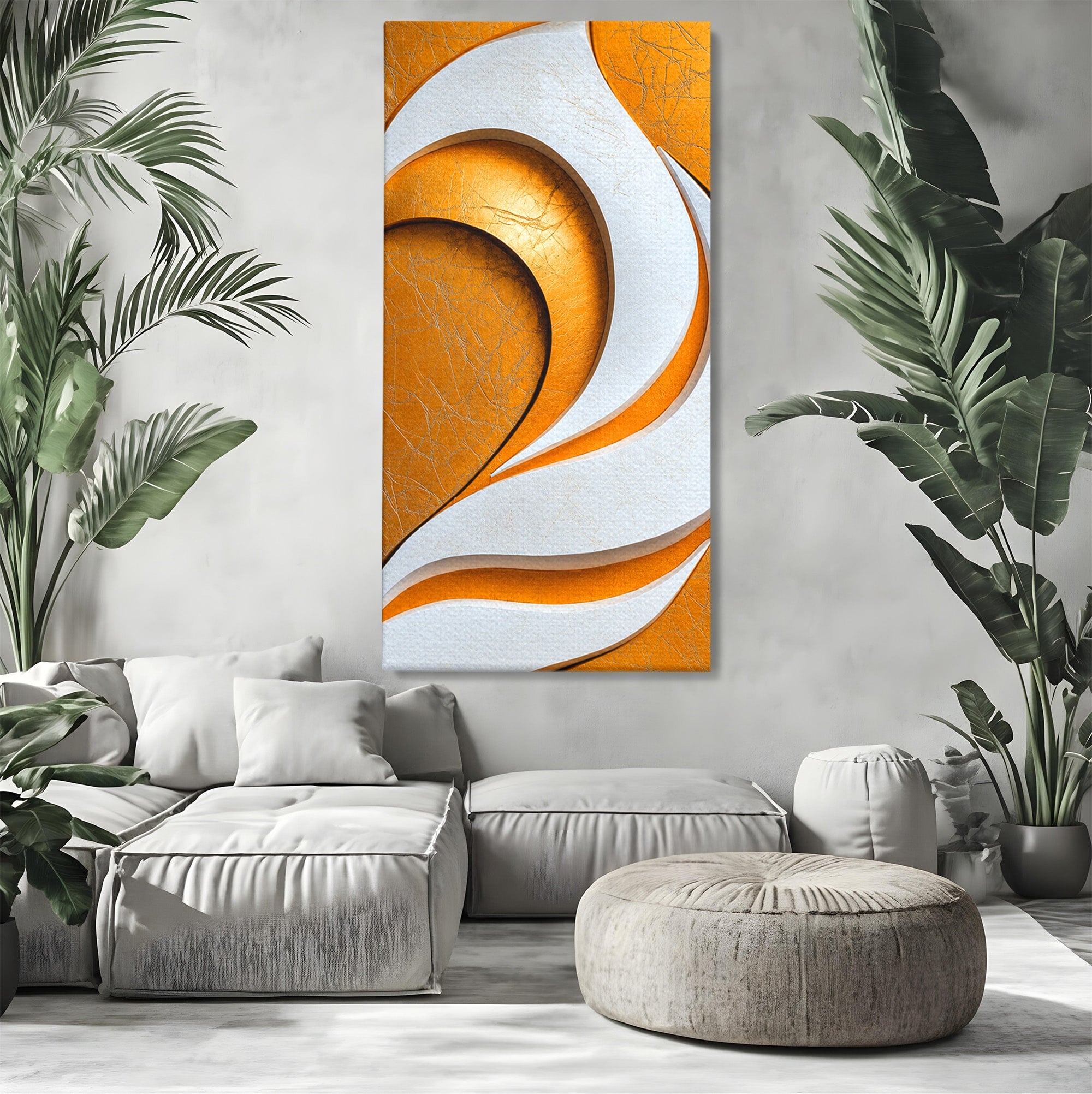 Tablou Canvas Premium LuxCanva® C1385, Necunoscuta Aurie, Abstract, Modern, Arta Contemporana, Alb, Eleganta, Birou, Culori Vibrante