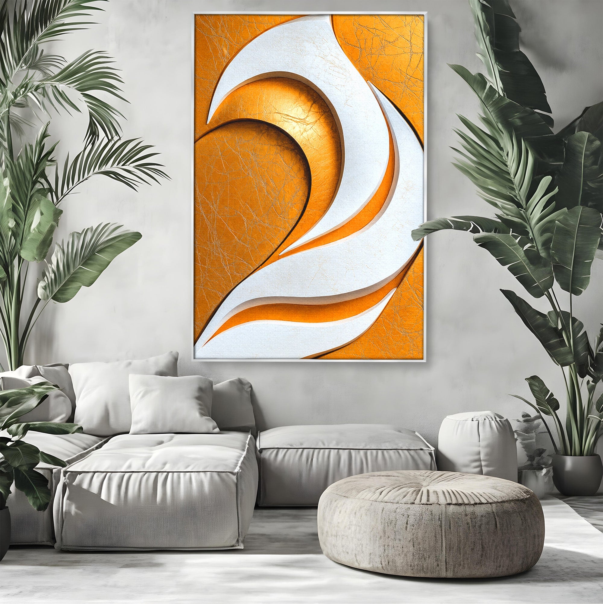 Tablou Canvas Premium LuxCanva® C1385, Necunoscuta Aurie, Abstract, Modern, Arta Contemporana, Alb, Eleganta, Birou, Culori Vibrante