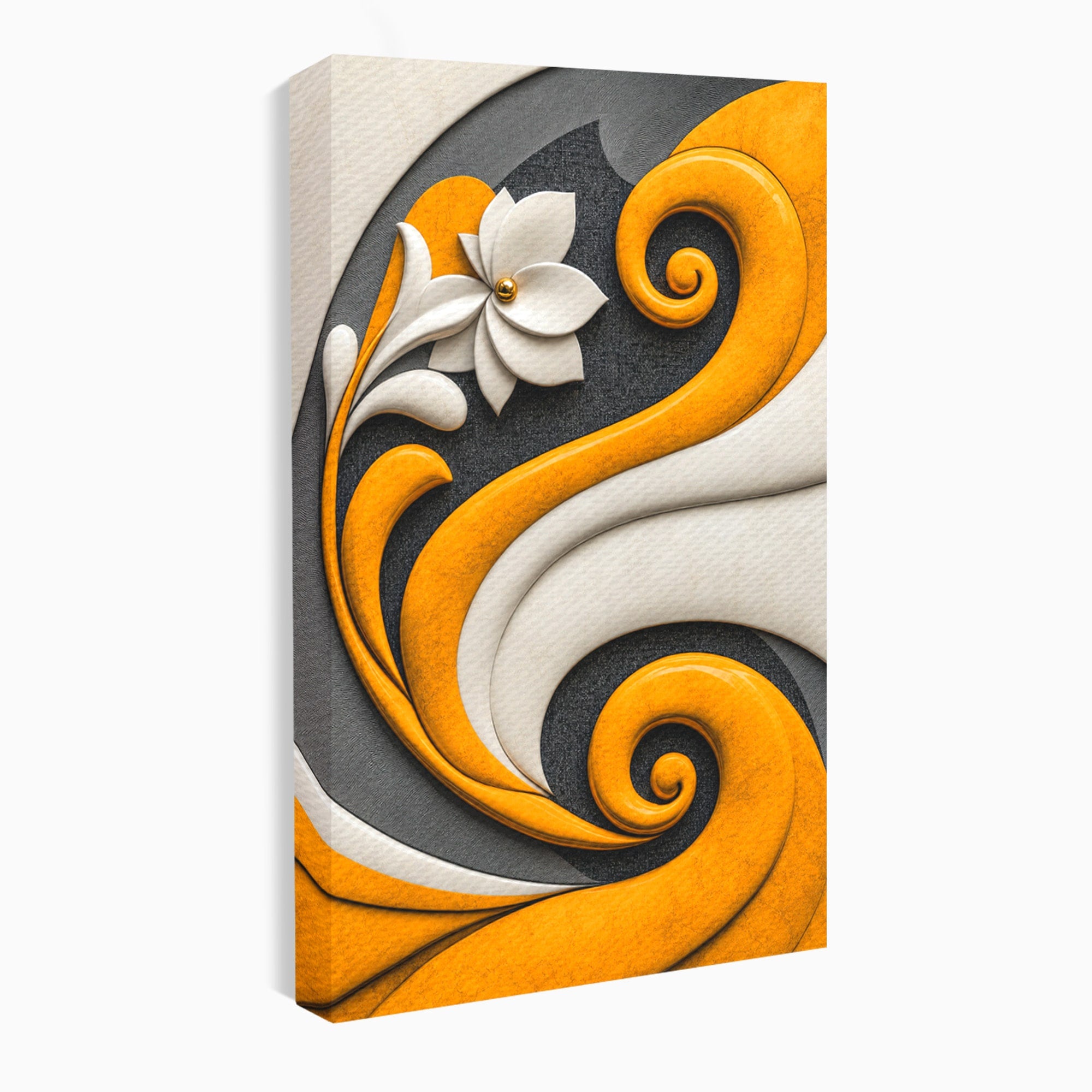 Tablou Canvas Premium LuxCanva® C1386, Floare Abstracta Eleganta, Floare, Abstract, Modern, Portocaliu,Design, Living, Culori Vibrante