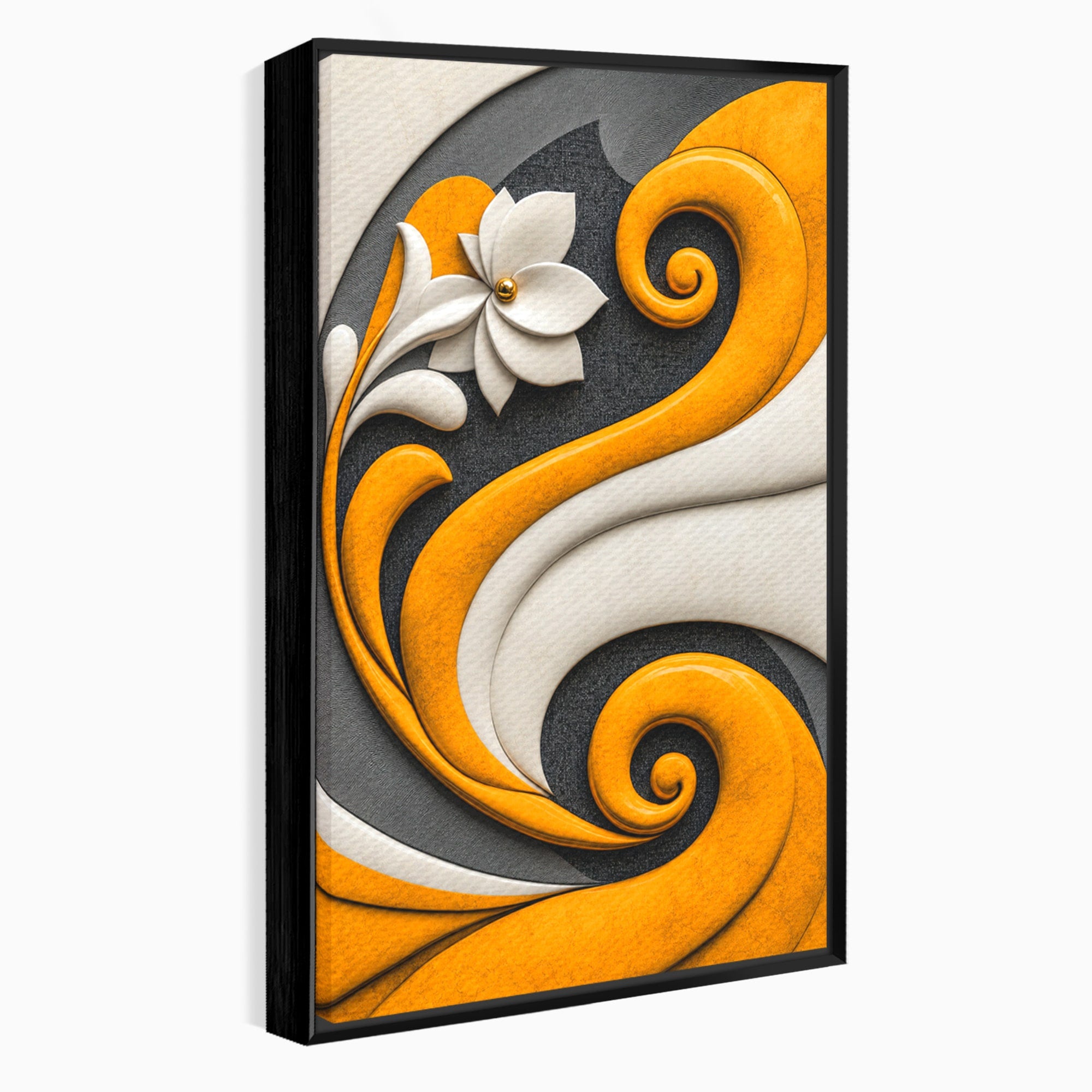 Tablou Canvas Premium LuxCanva® C1386, Floare Abstracta Eleganta, Floare, Abstract, Modern, Portocaliu,Design, Living, Culori Vibrante