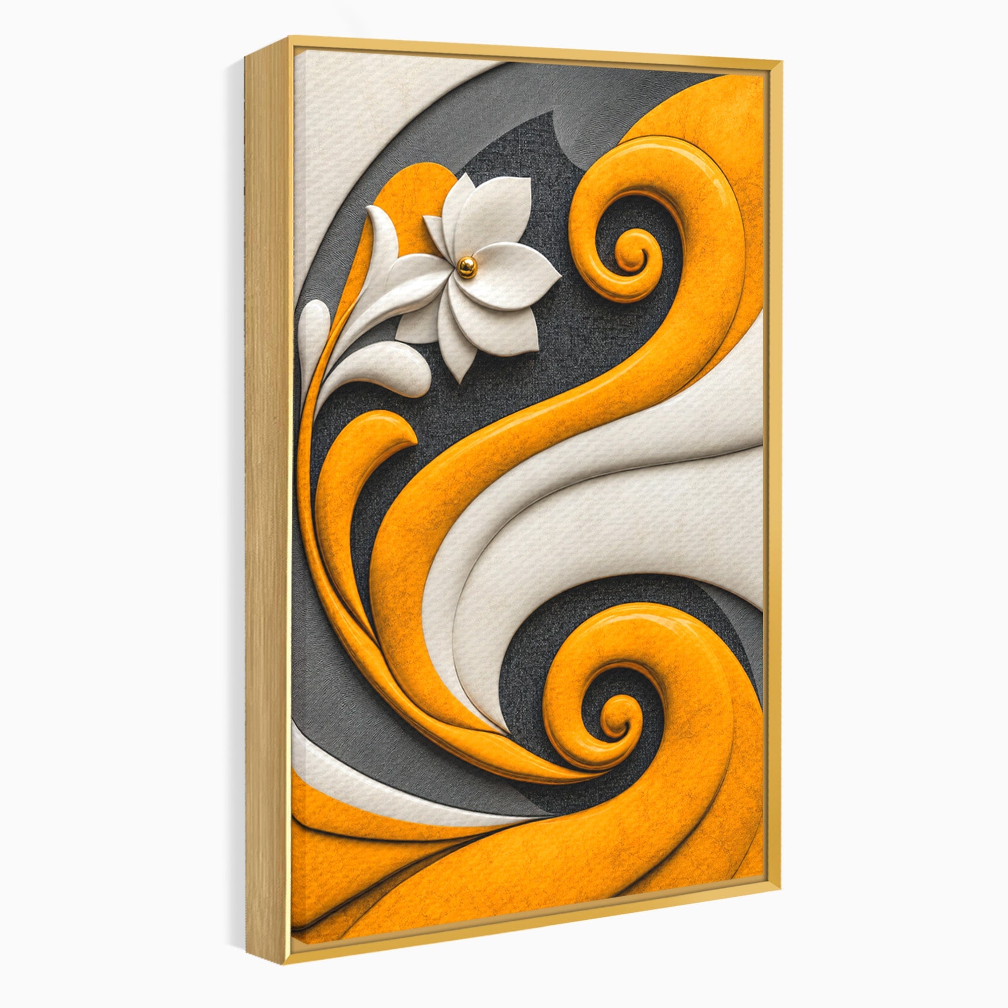 Tablou Canvas Premium LuxCanva® C1386, Floare Abstracta Eleganta, Floare, Abstract, Modern, Portocaliu,Design, Living, Culori Vibrante