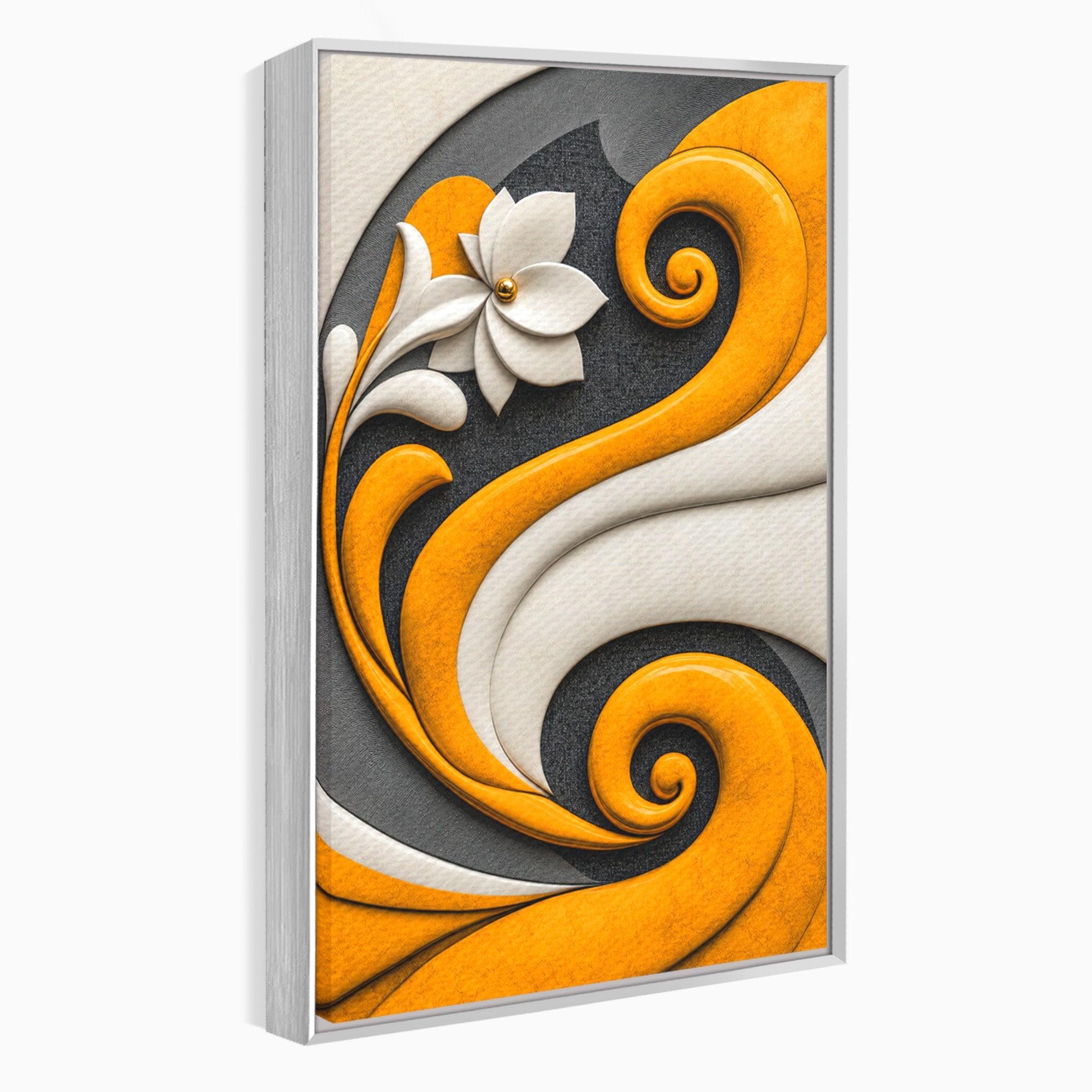 Tablou Canvas Premium LuxCanva® C1386, Floare Abstracta Eleganta, Floare, Abstract, Modern, Portocaliu,Design, Living, Culori Vibrante