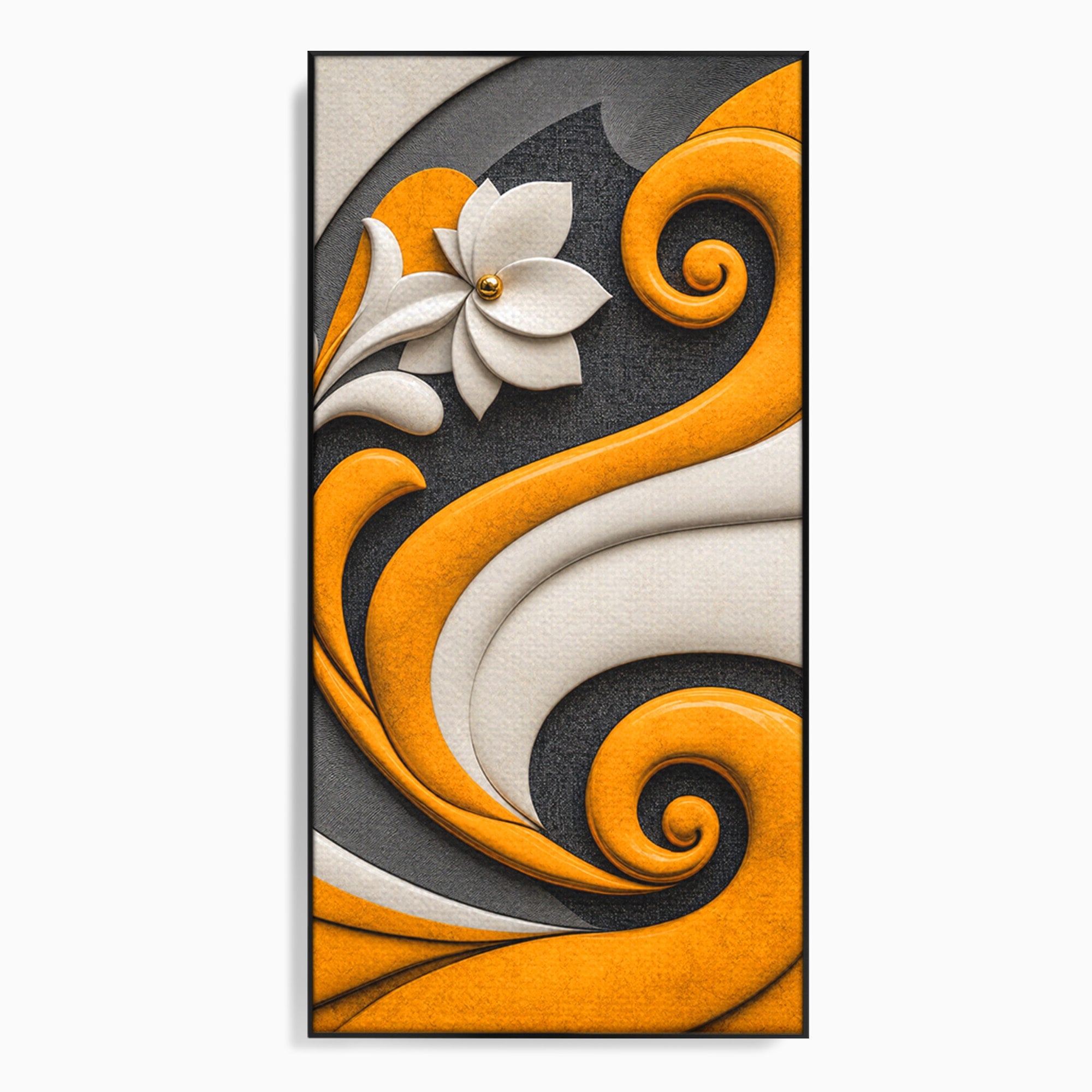 Tablou Canvas Premium LuxCanva® C1386, Floare Abstracta Eleganta, Floare, Abstract, Modern, Portocaliu,Design, Living, Culori Vibrante