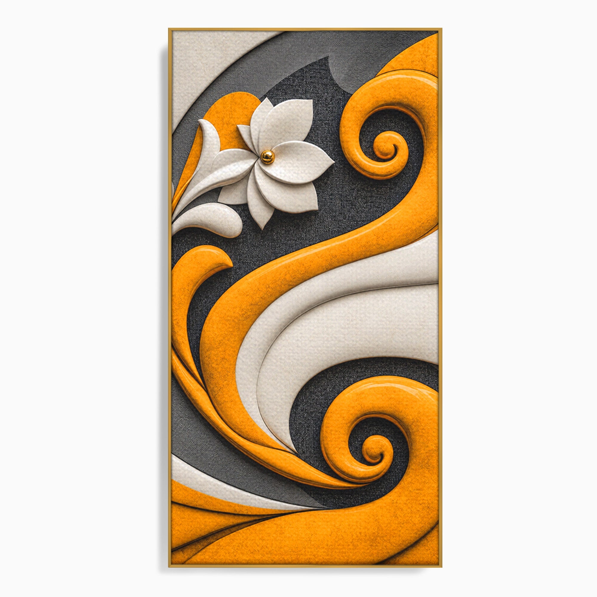 Tablou Canvas Premium LuxCanva® C1386, Floare Abstracta Eleganta, Floare, Abstract, Modern, Portocaliu,Design, Living, Culori Vibrante