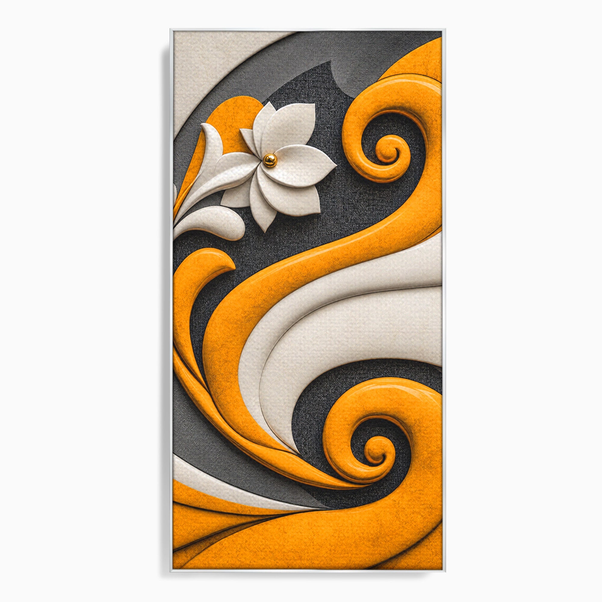 Tablou Canvas Premium LuxCanva® C1386, Floare Abstracta Eleganta, Floare, Abstract, Modern, Portocaliu,Design, Living, Culori Vibrante