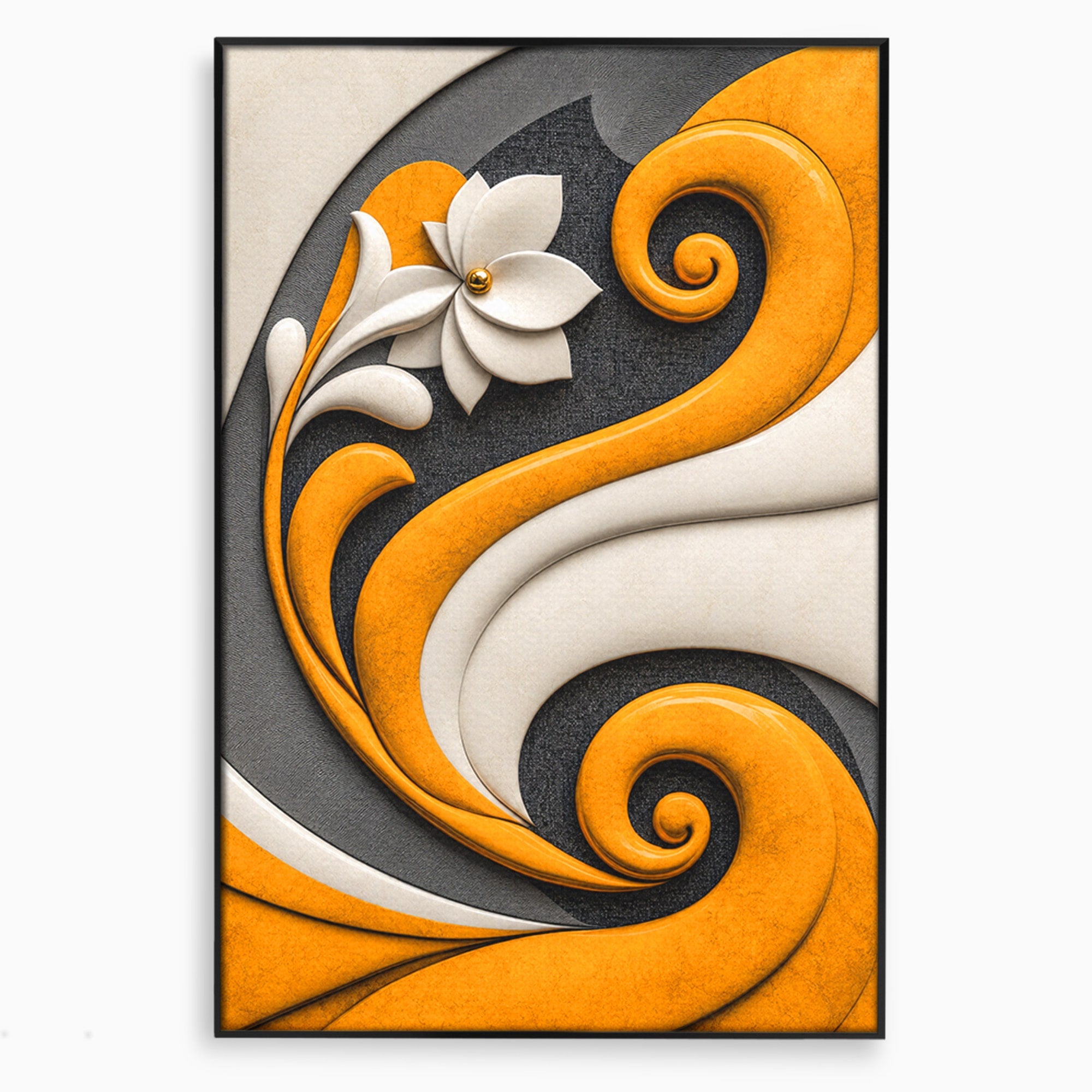 Tablou Canvas Premium LuxCanva® C1386, Floare Abstracta Eleganta, Floare, Abstract, Modern, Portocaliu,Design, Living, Culori Vibrante