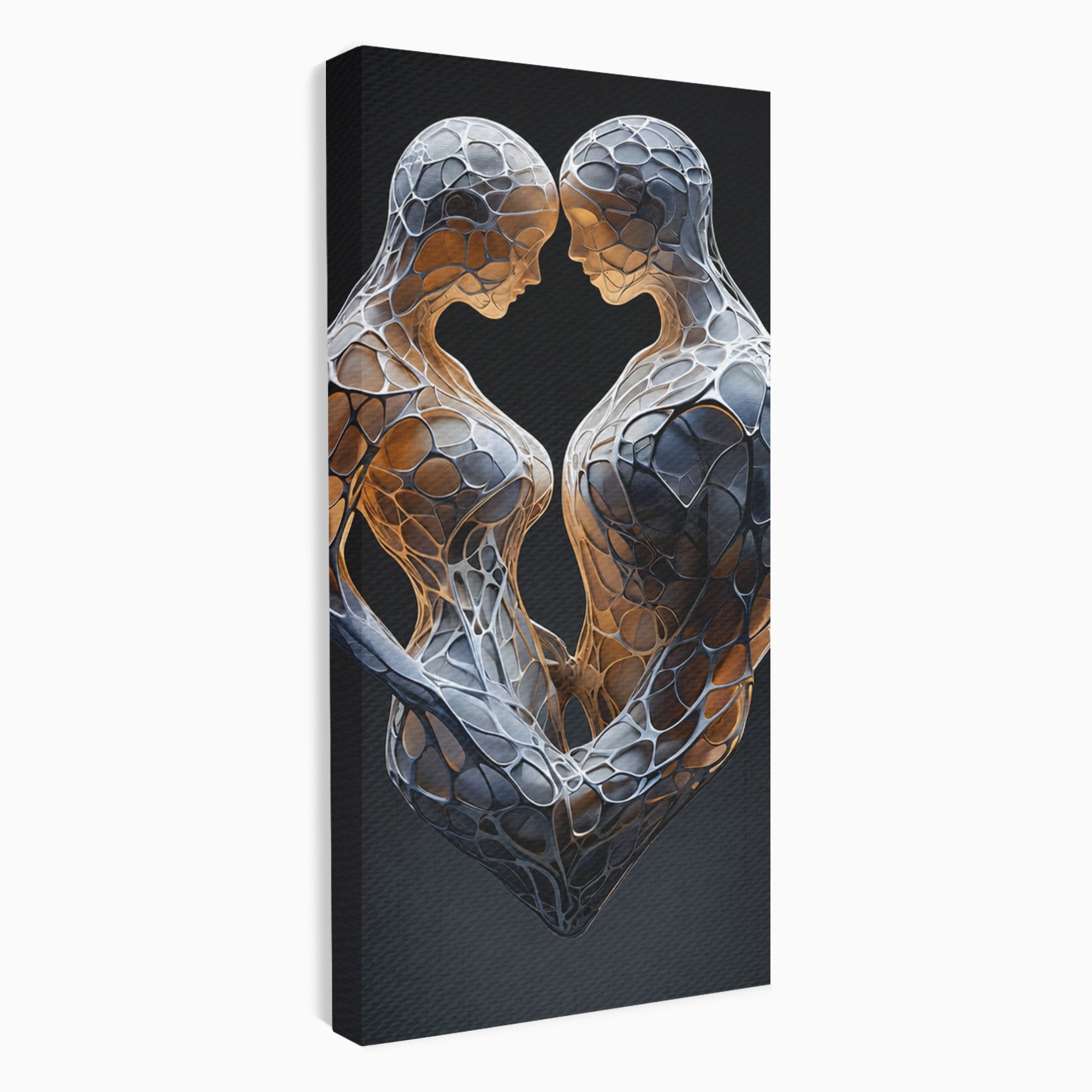 Tablou Canvas Premium LuxCanva® C1389, Imbratisare Abstracta, Cuplu, Abstract, Iubire, Sculptura, Dormitor, Living, Culori Vibrante