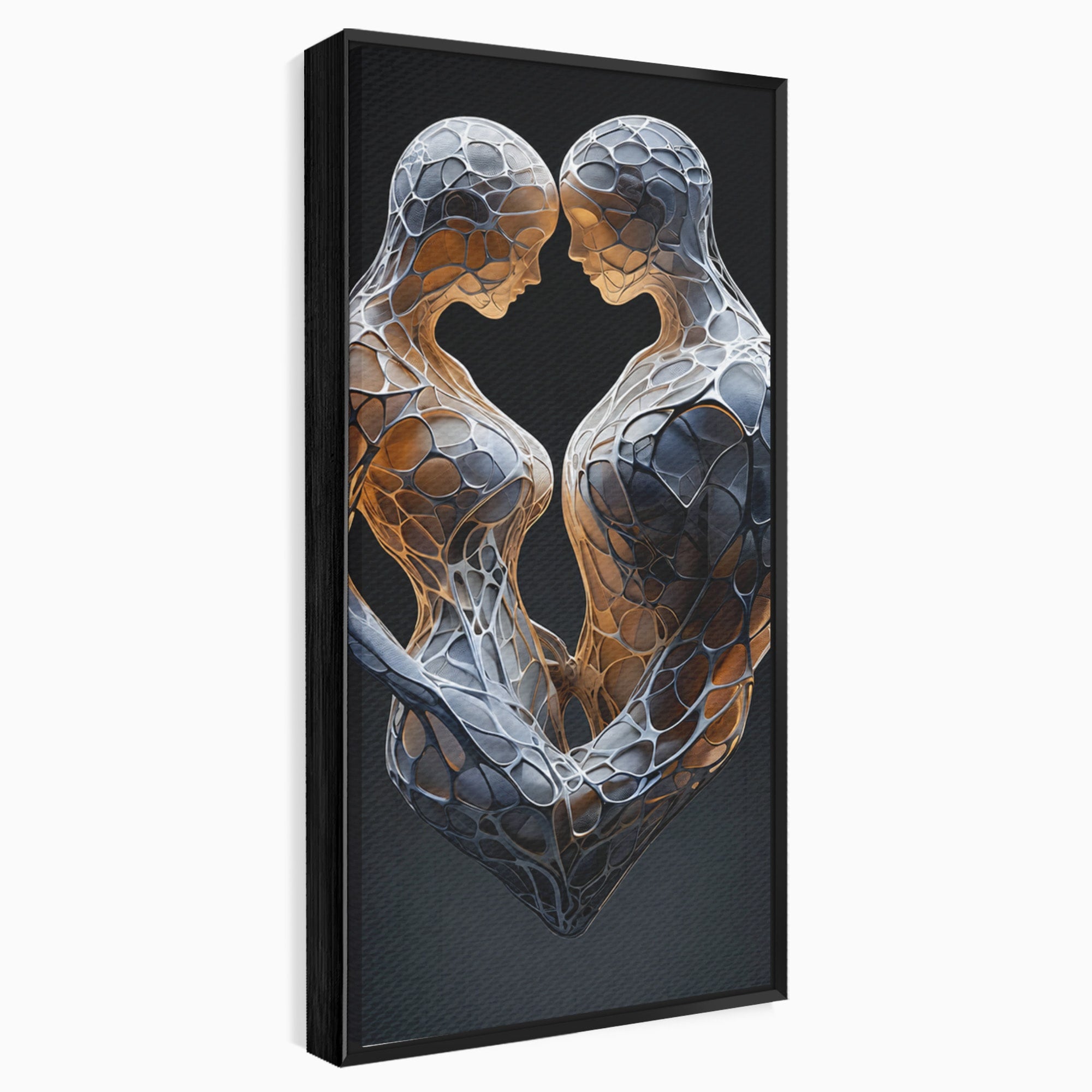 Tablou Canvas Premium LuxCanva® C1389, Imbratisare Abstracta, Cuplu, Abstract, Iubire, Sculptura, Dormitor, Living, Culori Vibrante