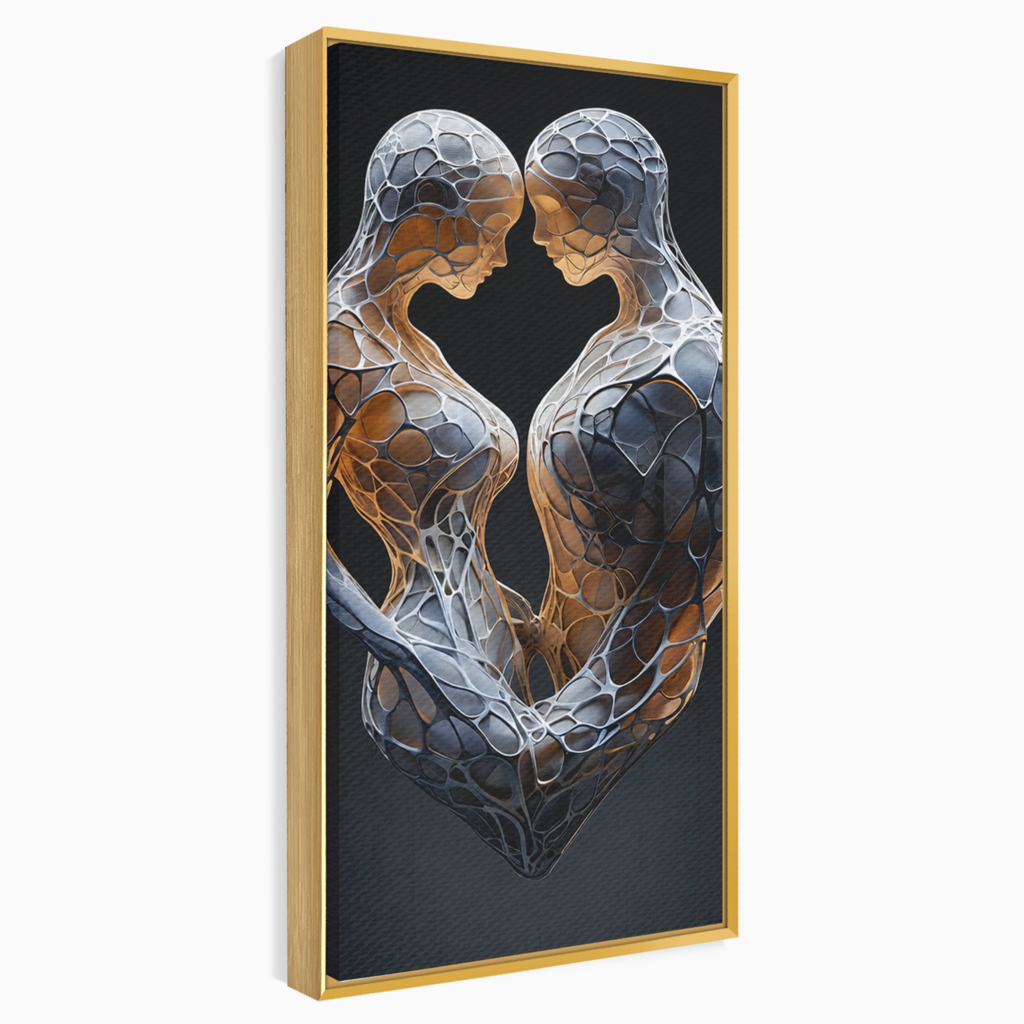 Tablou Canvas Premium LuxCanva® C1389, Imbratisare Abstracta, Cuplu, Abstract, Iubire, Sculptura, Dormitor, Living, Culori Vibrante