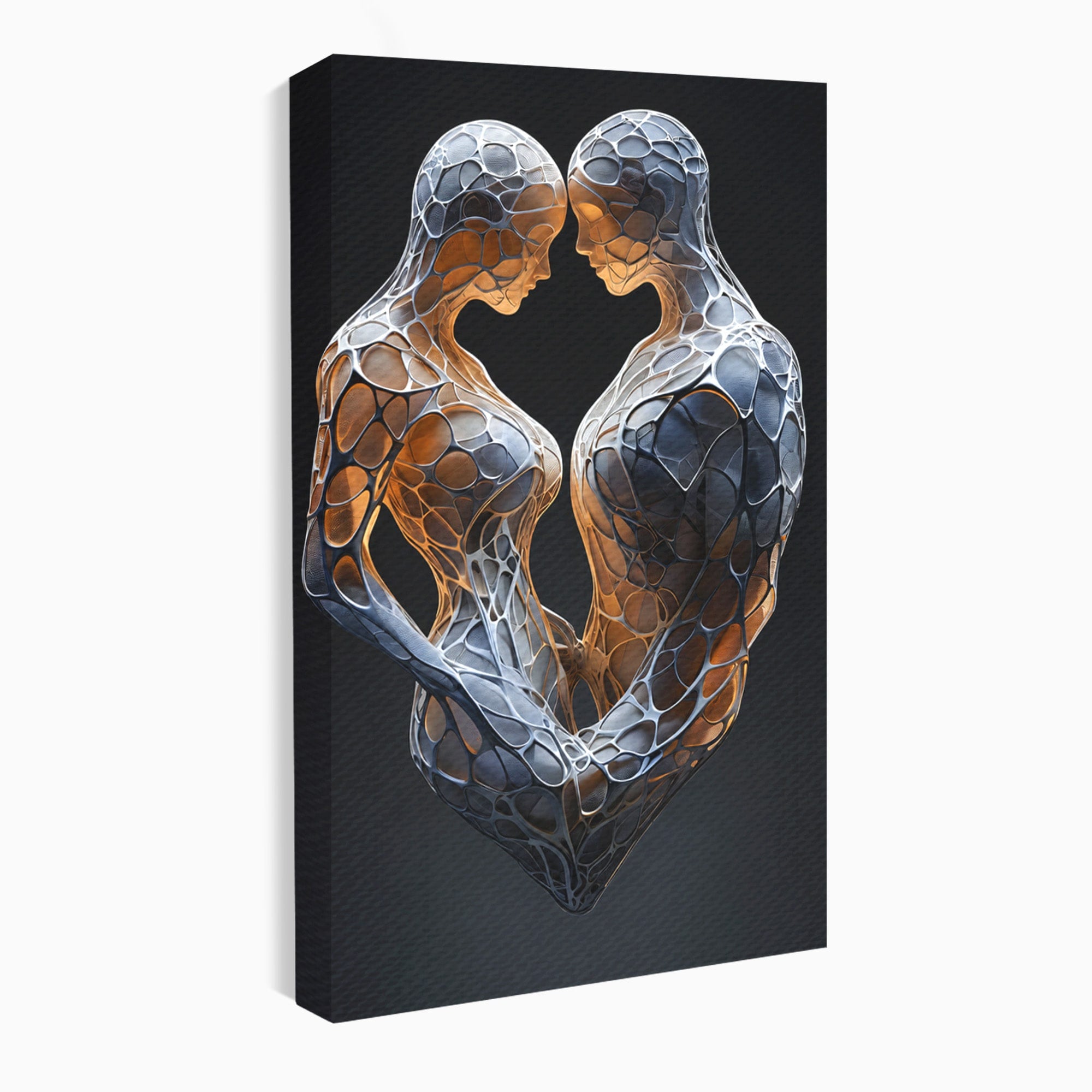 Tablou Canvas Premium LuxCanva® C1389, Imbratisare Abstracta, Cuplu, Abstract, Iubire, Sculptura, Dormitor, Living, Culori Vibrante