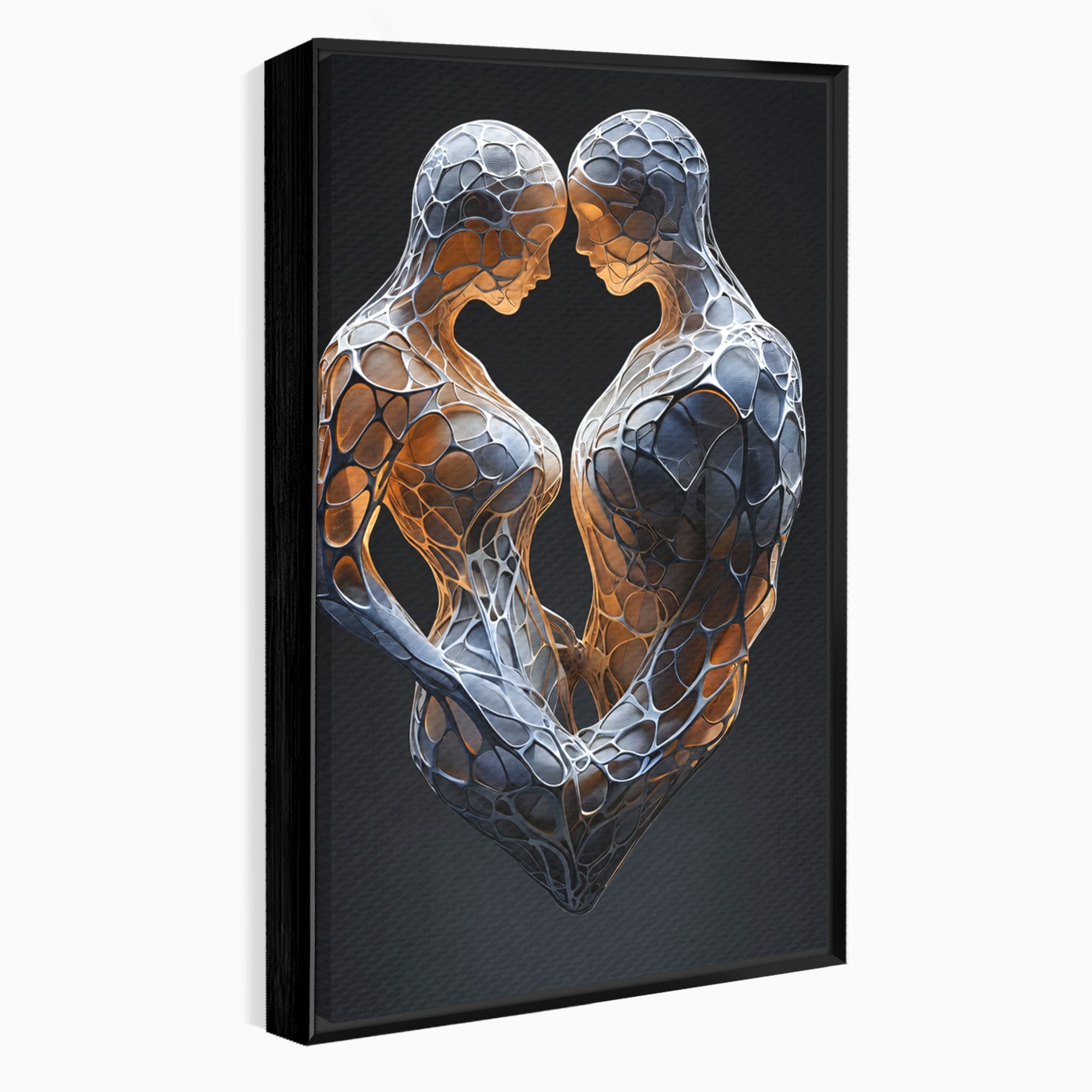 Tablou Canvas Premium LuxCanva® C1389, Imbratisare Abstracta, Cuplu, Abstract, Iubire, Sculptura, Dormitor, Living, Culori Vibrante