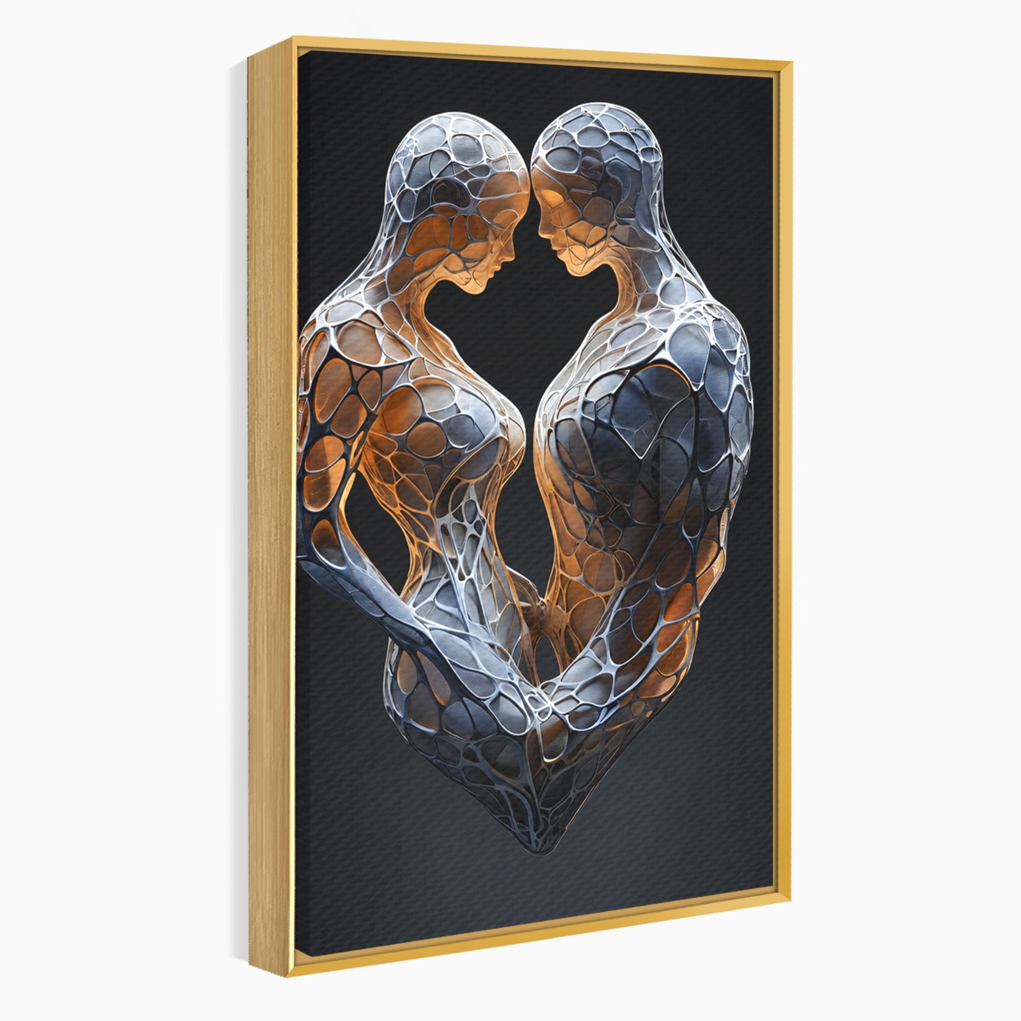 Tablou Canvas Premium LuxCanva® C1389, Imbratisare Abstracta, Cuplu, Abstract, Iubire, Sculptura, Dormitor, Living, Culori Vibrante
