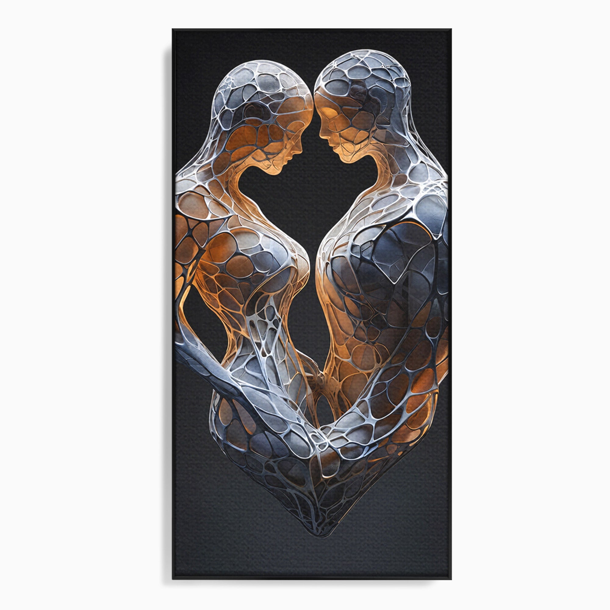 Tablou Canvas Premium LuxCanva® C1389, Imbratisare Abstracta, Cuplu, Abstract, Iubire, Sculptura, Dormitor, Living, Culori Vibrante