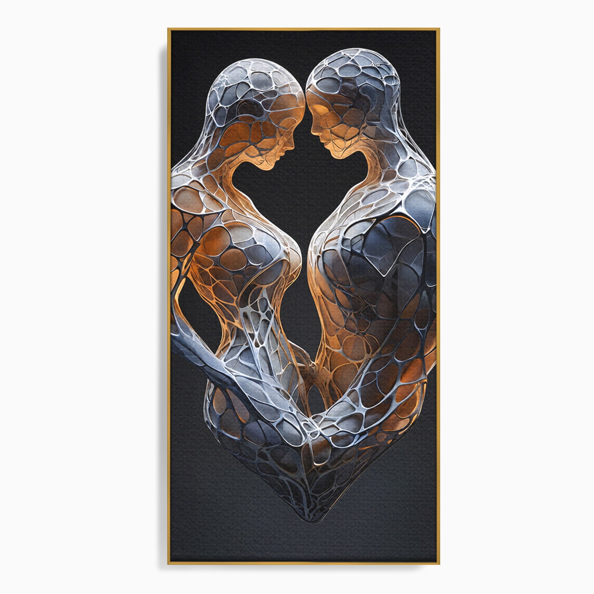Tablou Canvas Premium LuxCanva® C1389, Imbratisare Abstracta, Cuplu, Abstract, Iubire, Sculptura, Dormitor, Living, Culori Vibrante