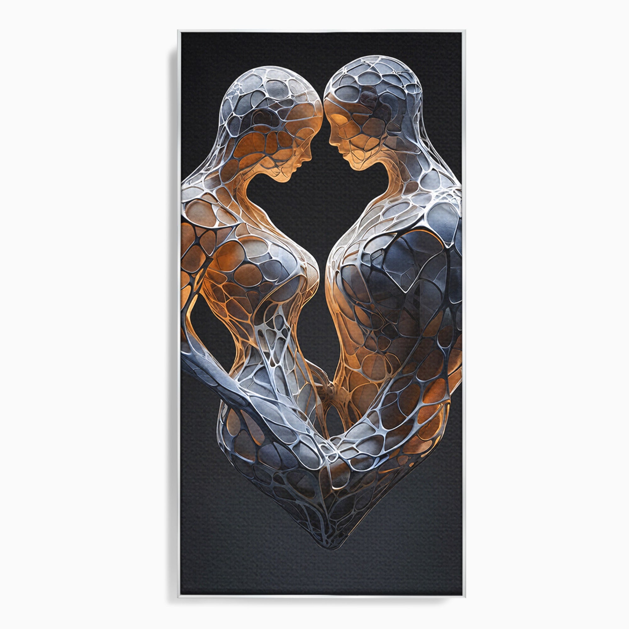 Tablou Canvas Premium LuxCanva® C1389, Imbratisare Abstracta, Cuplu, Abstract, Iubire, Sculptura, Dormitor, Living, Culori Vibrante