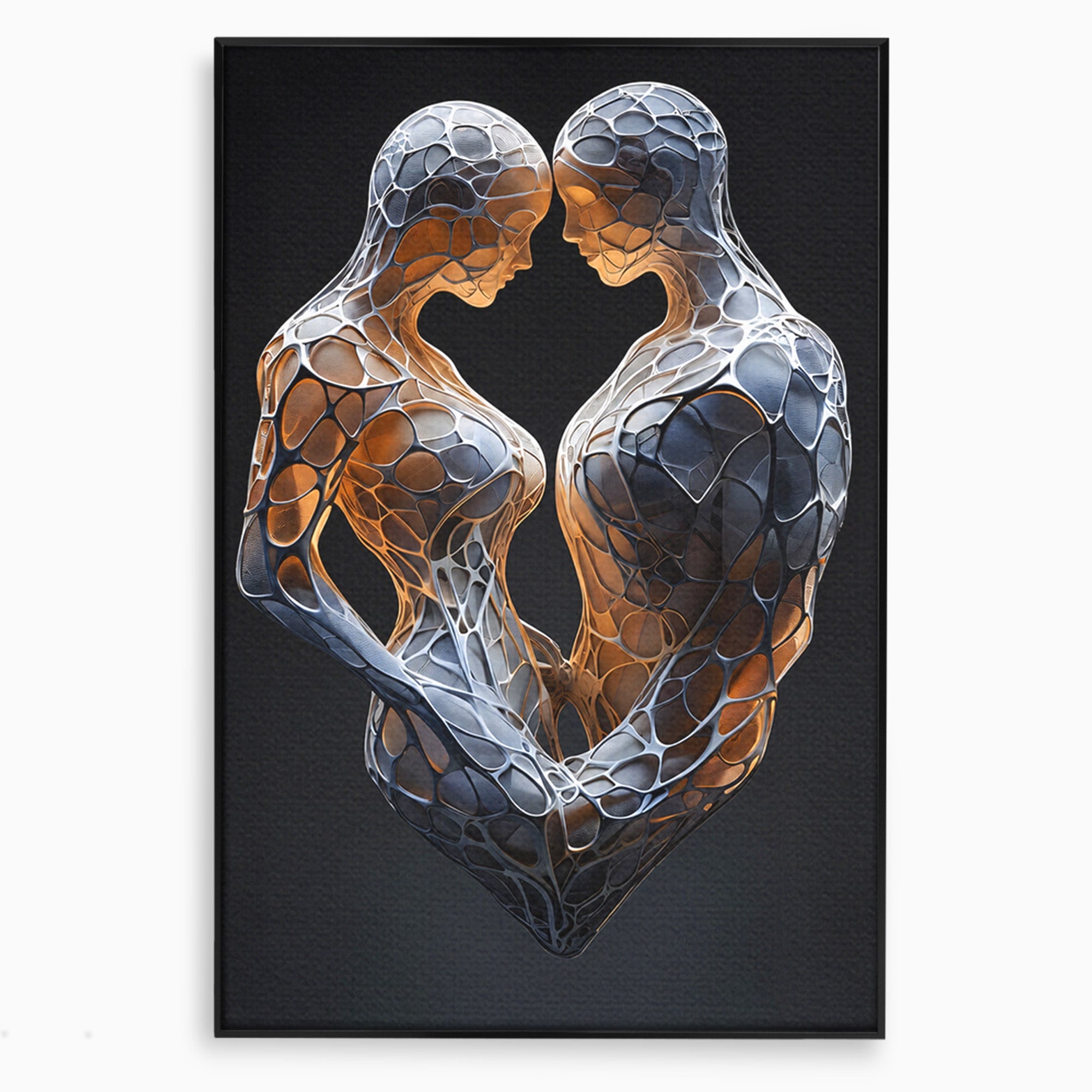 Tablou Canvas Premium LuxCanva® C1389, Imbratisare Abstracta, Cuplu, Abstract, Iubire, Sculptura, Dormitor, Living, Culori Vibrante