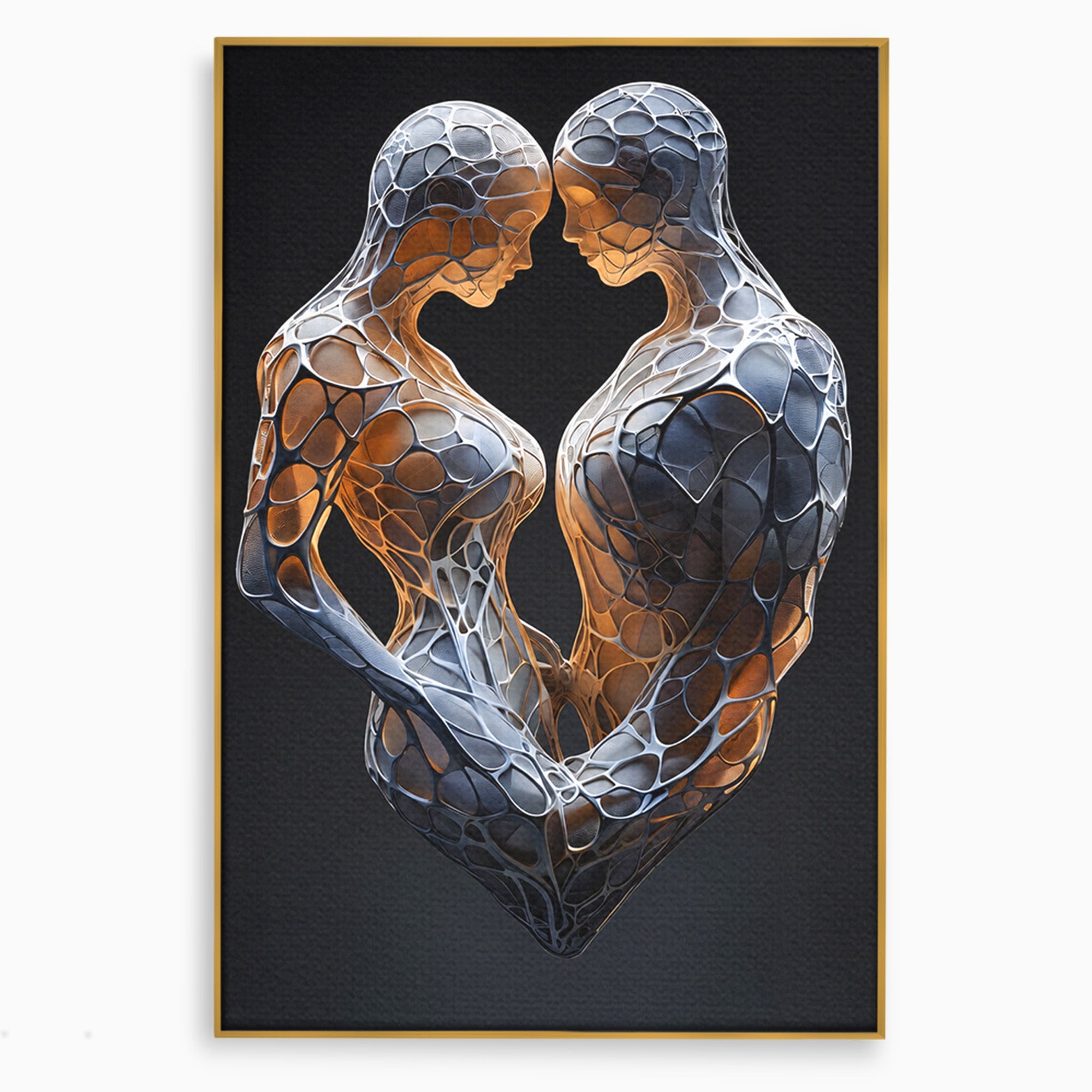 Tablou Canvas Premium LuxCanva® C1389, Imbratisare Abstracta, Cuplu, Abstract, Iubire, Sculptura, Dormitor, Living, Culori Vibrante