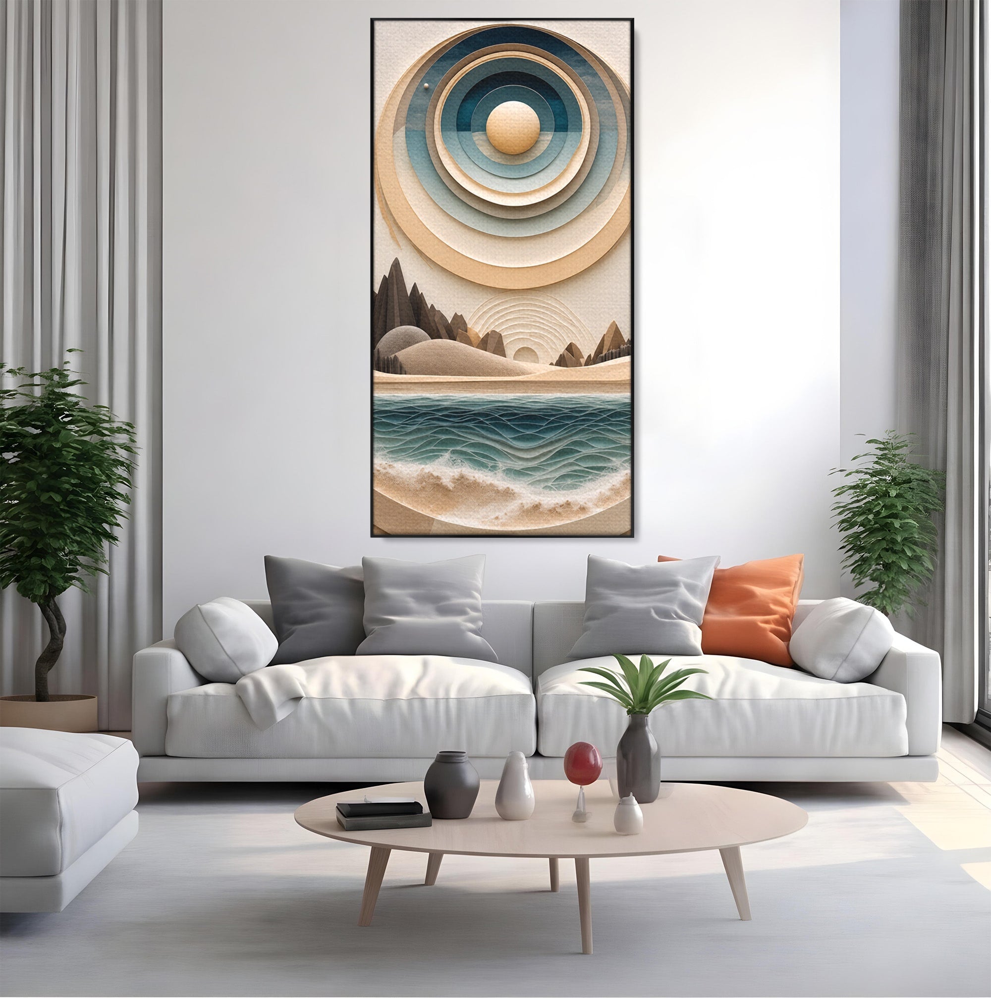 Tablou Canvas Premium LuxCanva® C1391, Peisaj Geometric Abstract, Peisaj, Abstract, Geometric, Modern, Birou, Culori Vibrante