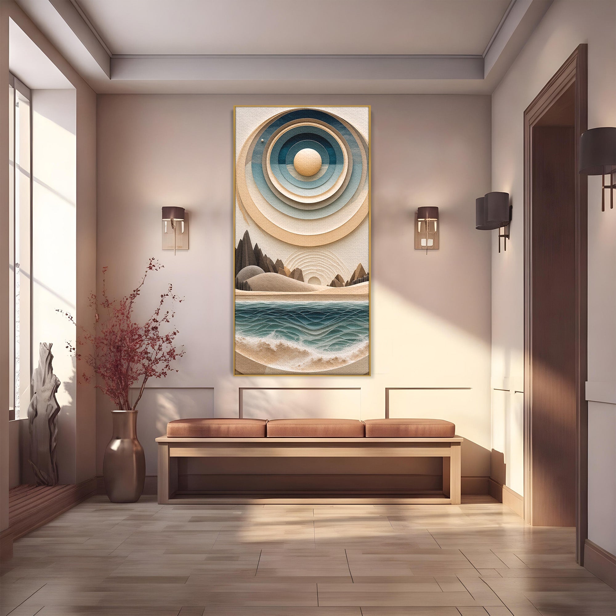 Tablou Canvas Premium LuxCanva® C1391, Peisaj Geometric Abstract, Peisaj, Abstract, Geometric, Modern, Birou, Culori Vibrante