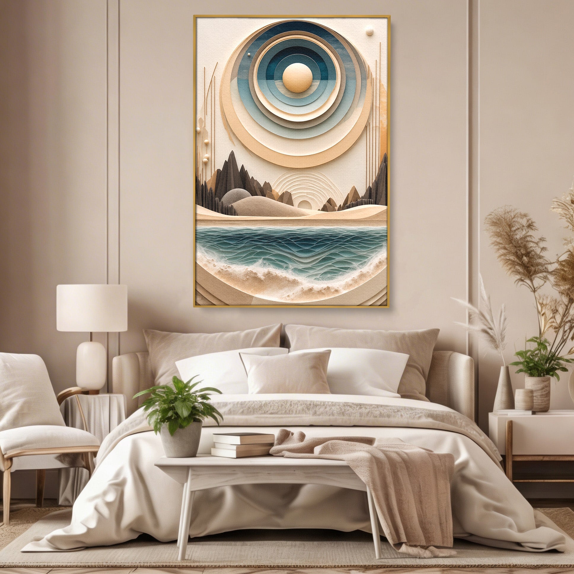 Tablou Canvas Premium LuxCanva® C1391, Peisaj Geometric Abstract, Peisaj, Abstract, Geometric, Modern, Birou, Culori Vibrante