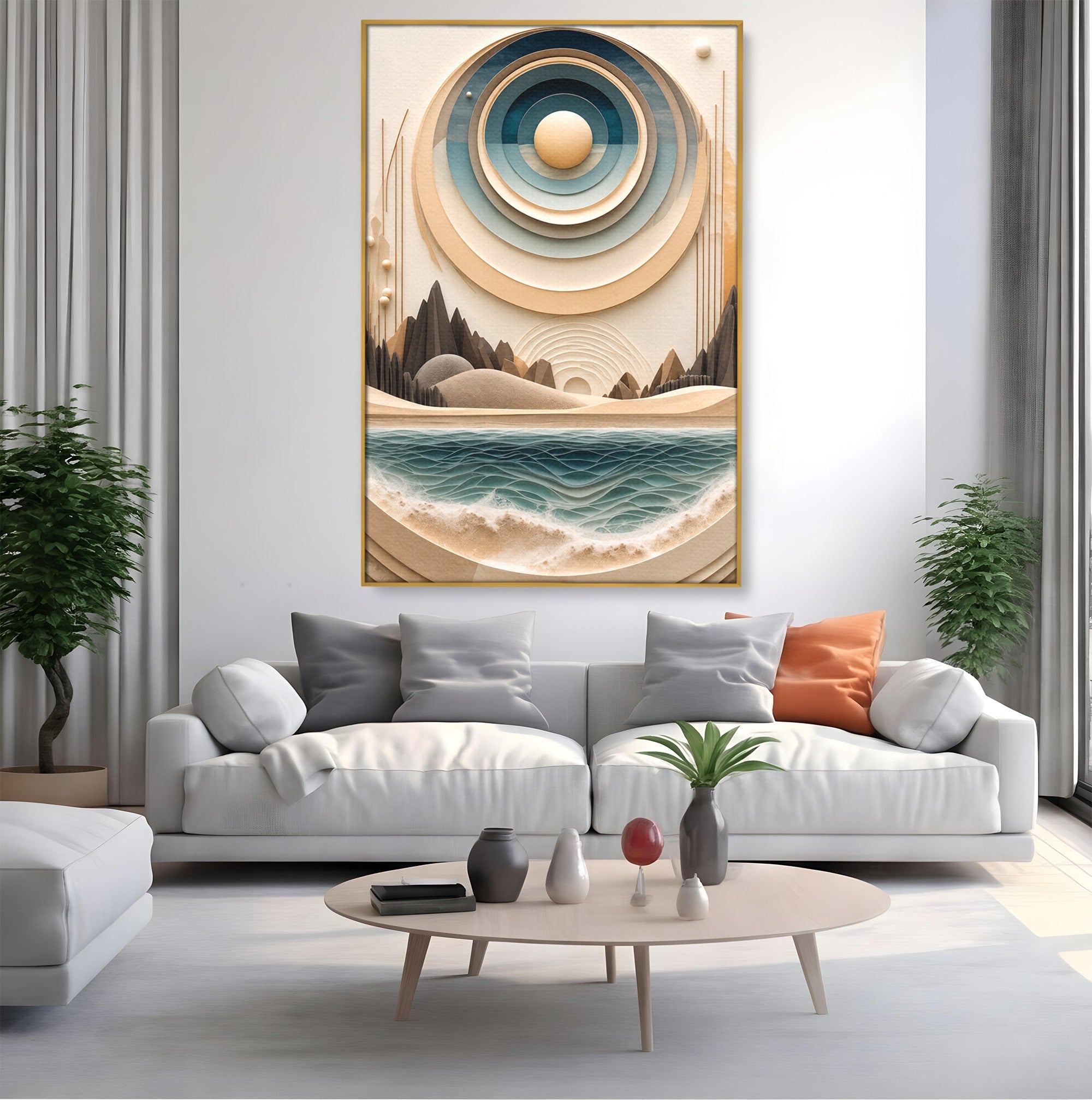 Tablou Canvas Premium LuxCanva® C1391, Peisaj Geometric Abstract, Peisaj, Abstract, Geometric, Modern, Birou, Culori Vibrante