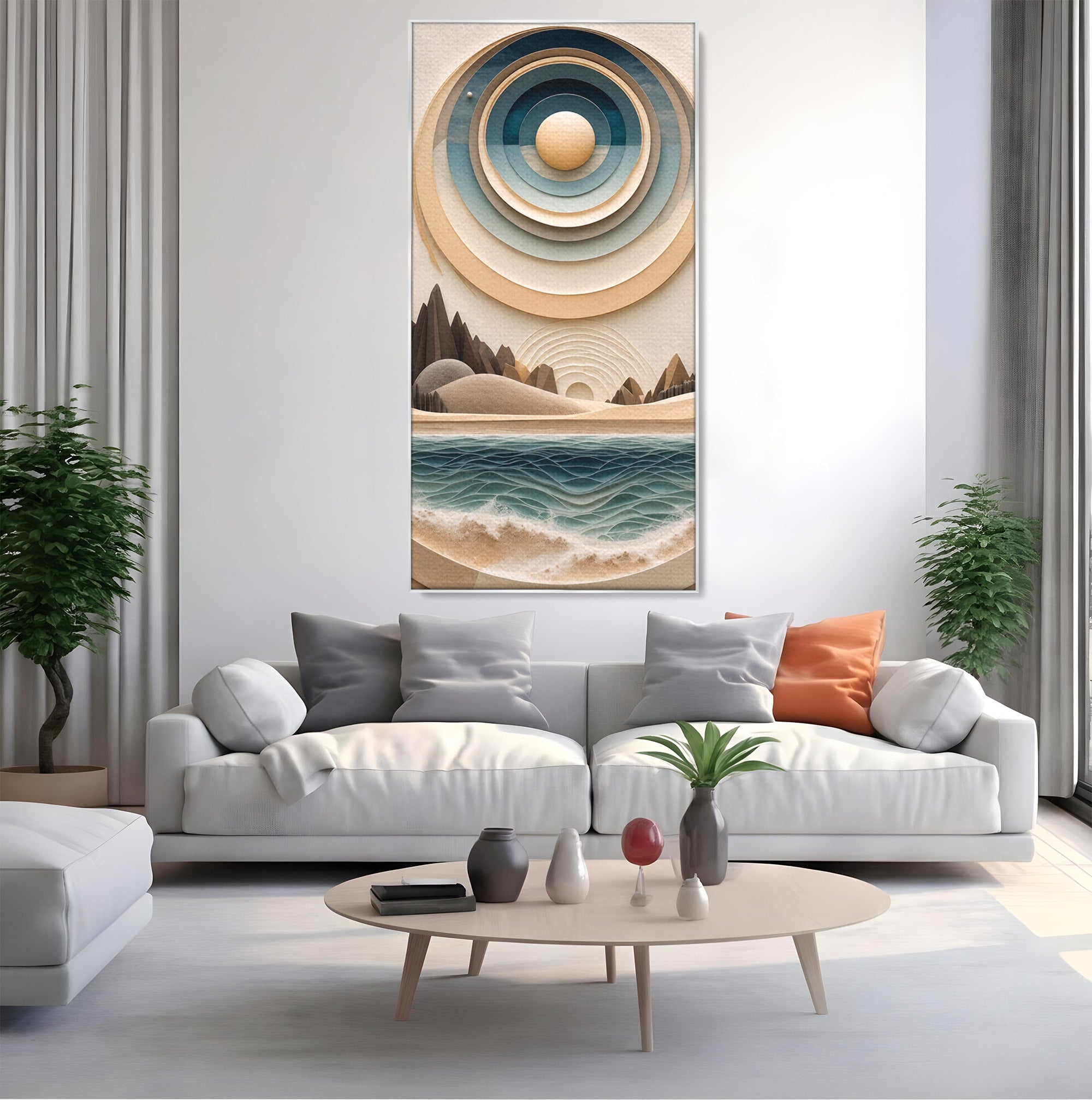 Tablou Canvas Premium LuxCanva® C1391, Peisaj Geometric Abstract, Peisaj, Abstract, Geometric, Modern, Birou, Culori Vibrante