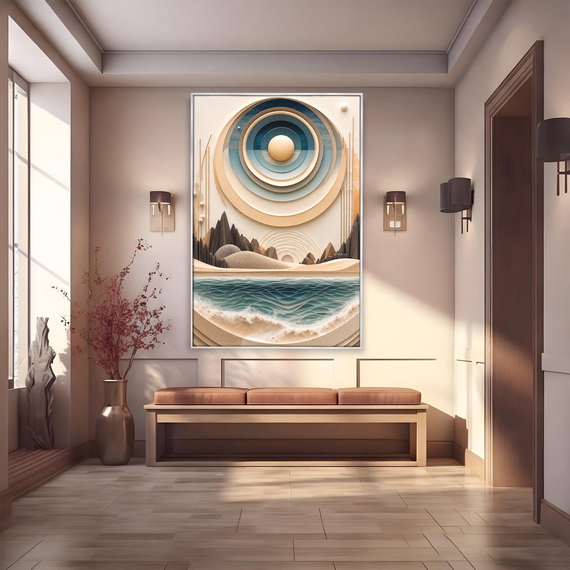 Tablou Canvas Premium LuxCanva® C1391, Peisaj Geometric Abstract, Peisaj, Abstract, Geometric, Modern, Birou, Culori Vibrante