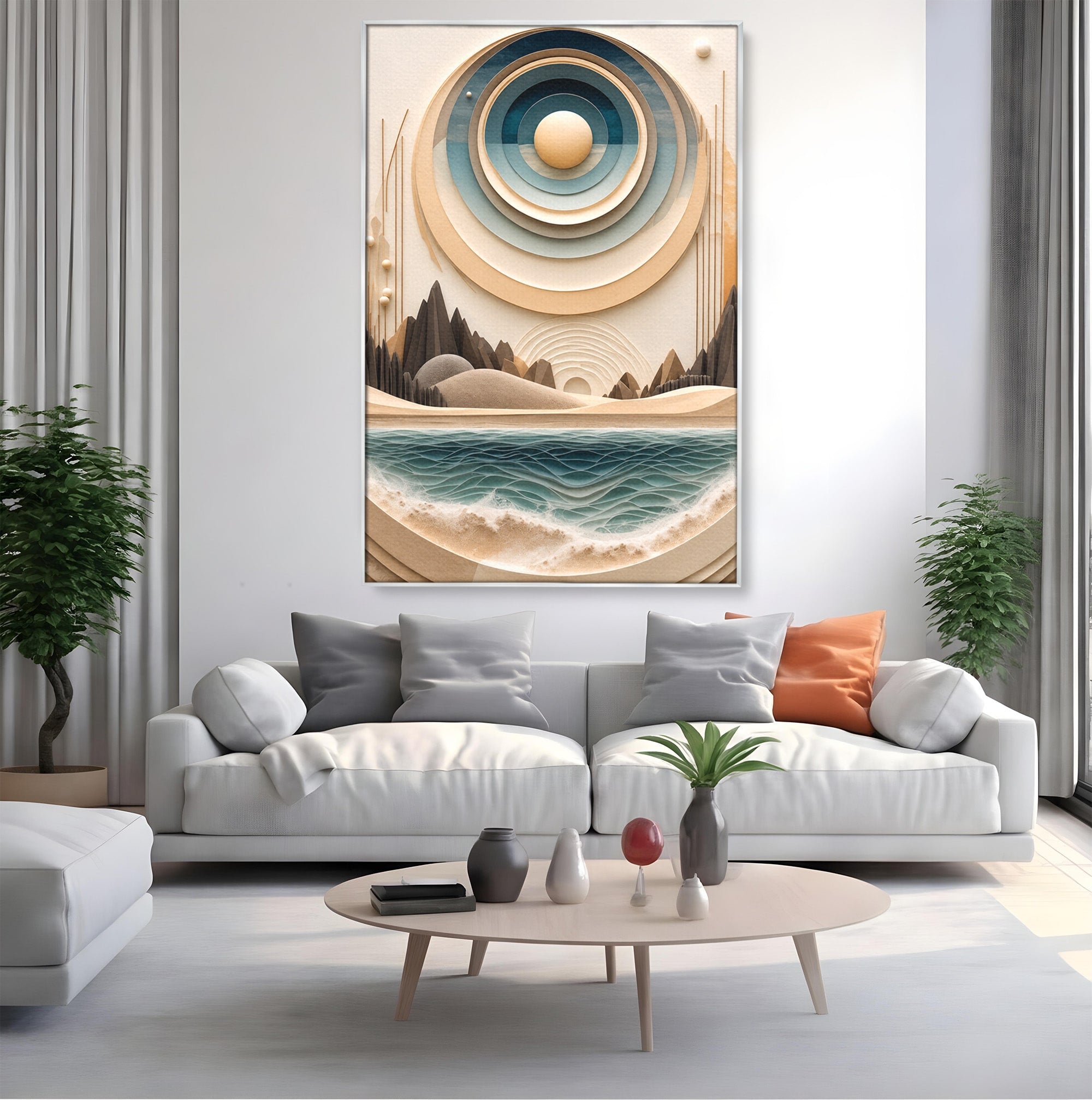 Tablou Canvas Premium LuxCanva® C1391, Peisaj Geometric Abstract, Peisaj, Abstract, Geometric, Modern, Birou, Culori Vibrante