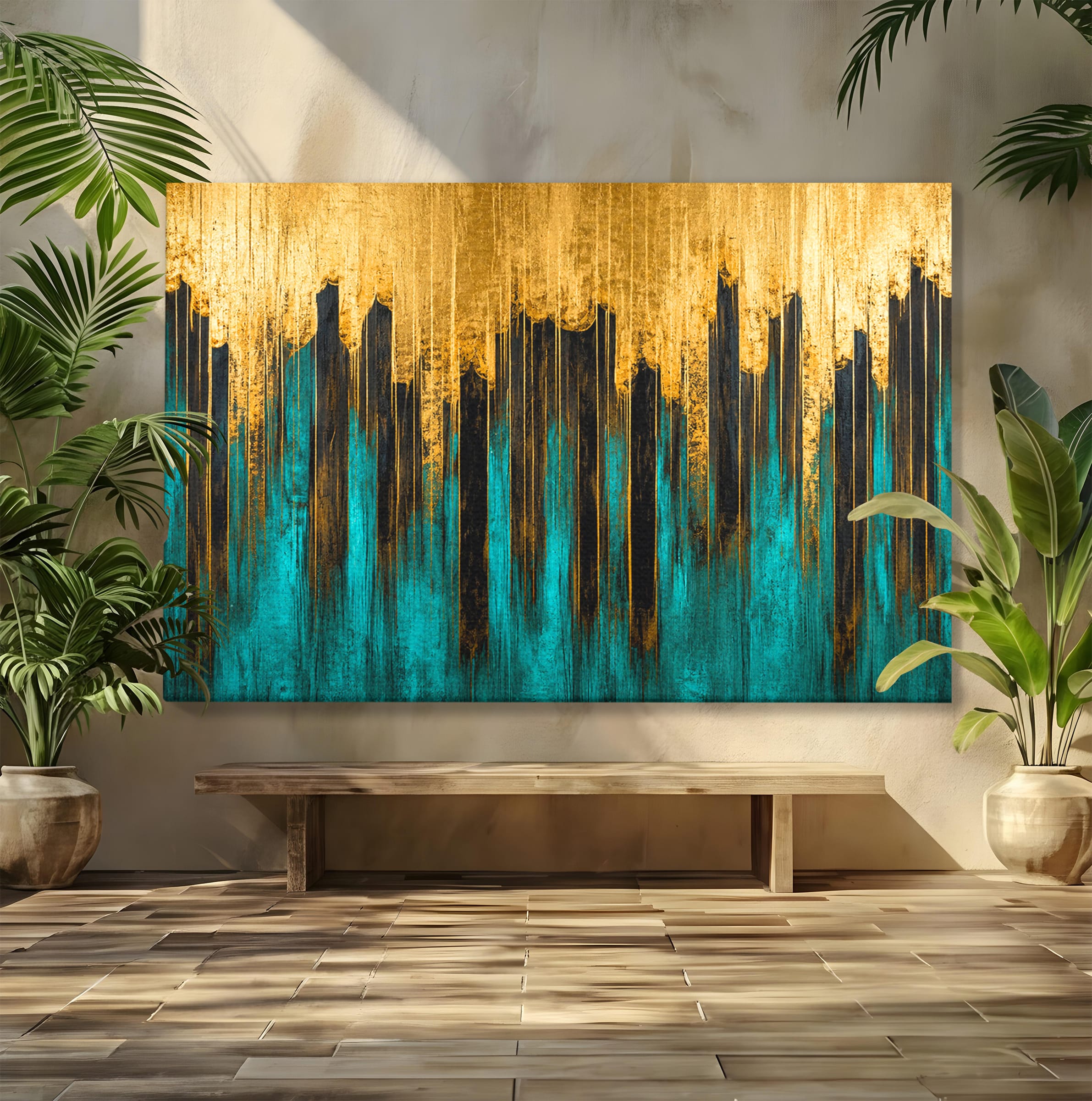 Tablou Canvas Premium LuxCanva® C1393, Orasul Aurit, Oras, Abstract, Modern, Lux, Birou, Culori Vibrante