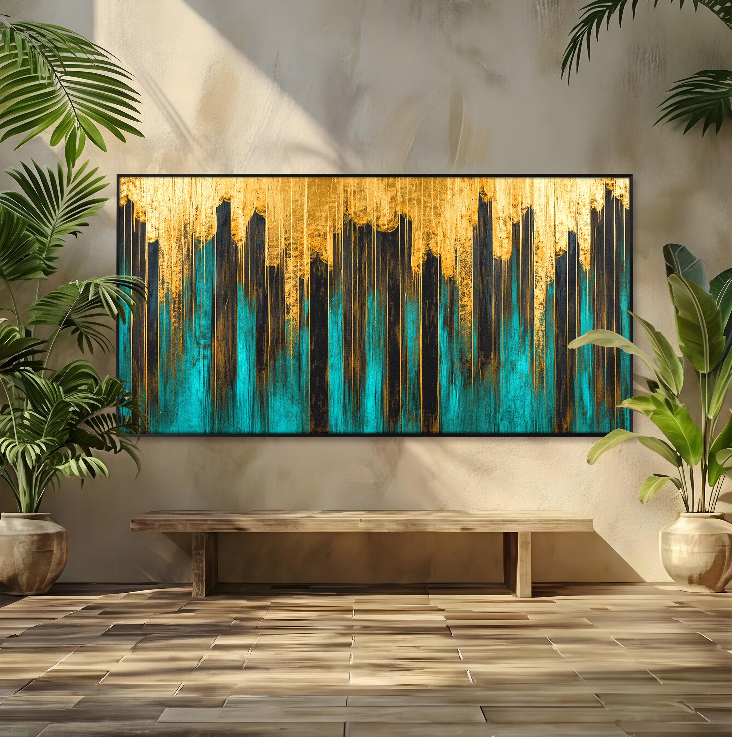 Tablou Canvas Premium LuxCanva® C1393, Orasul Aurit, Oras, Abstract, Modern, Lux, Birou, Culori Vibrante