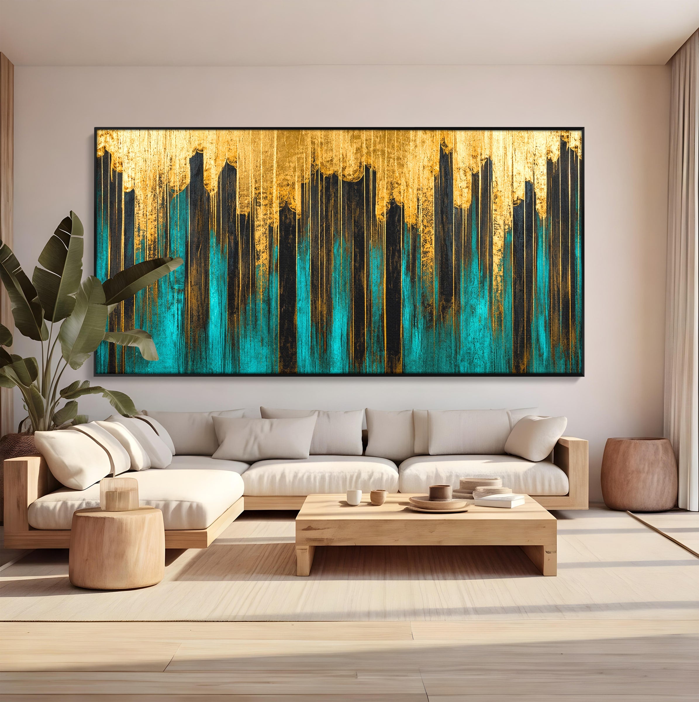 Tablou Canvas Premium LuxCanva® C1393, Orasul Aurit, Oras, Abstract, Modern, Lux, Birou, Culori Vibrante