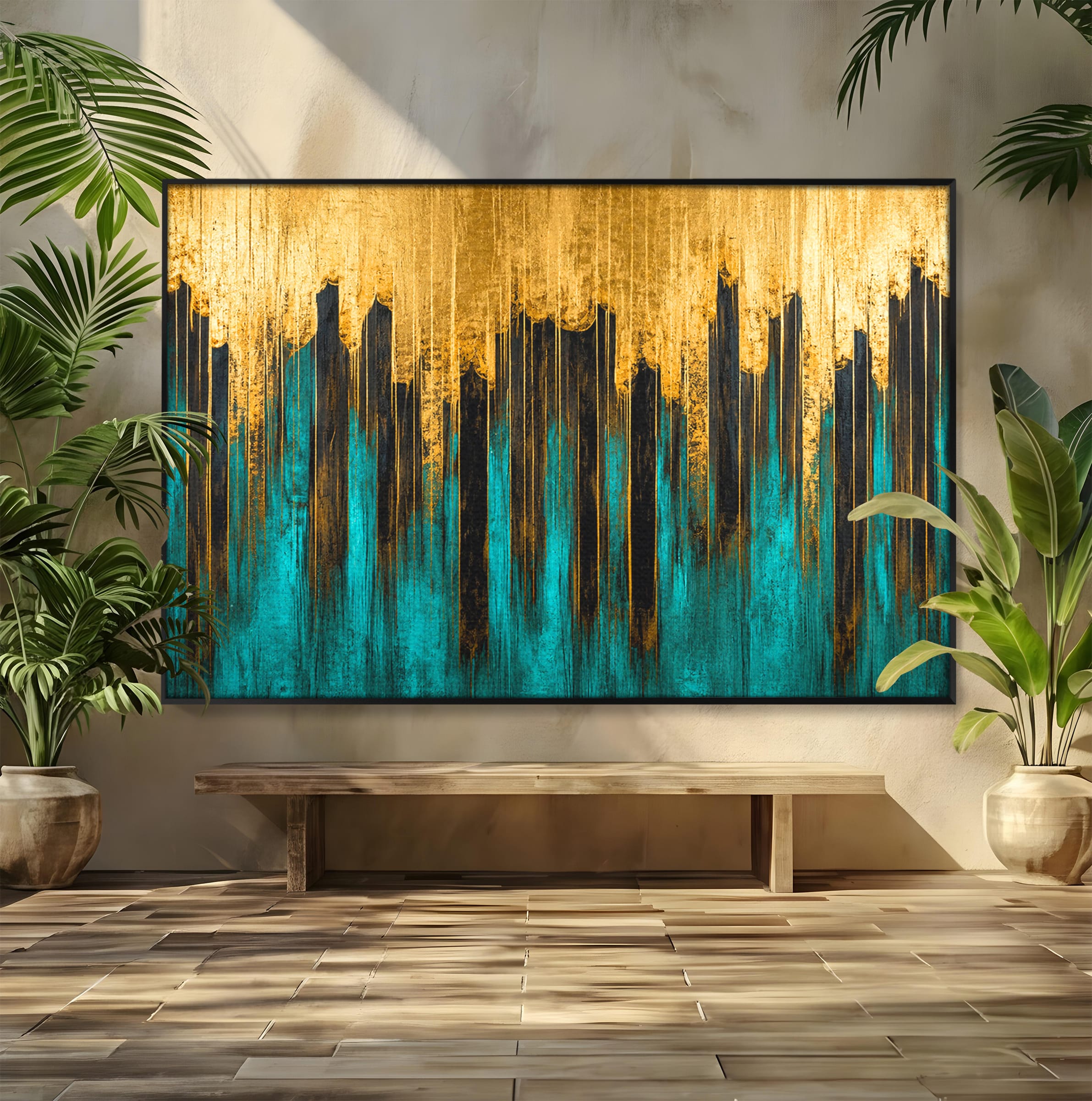 Tablou Canvas Premium LuxCanva® C1393, Orasul Aurit, Oras, Abstract, Modern, Lux, Birou, Culori Vibrante
