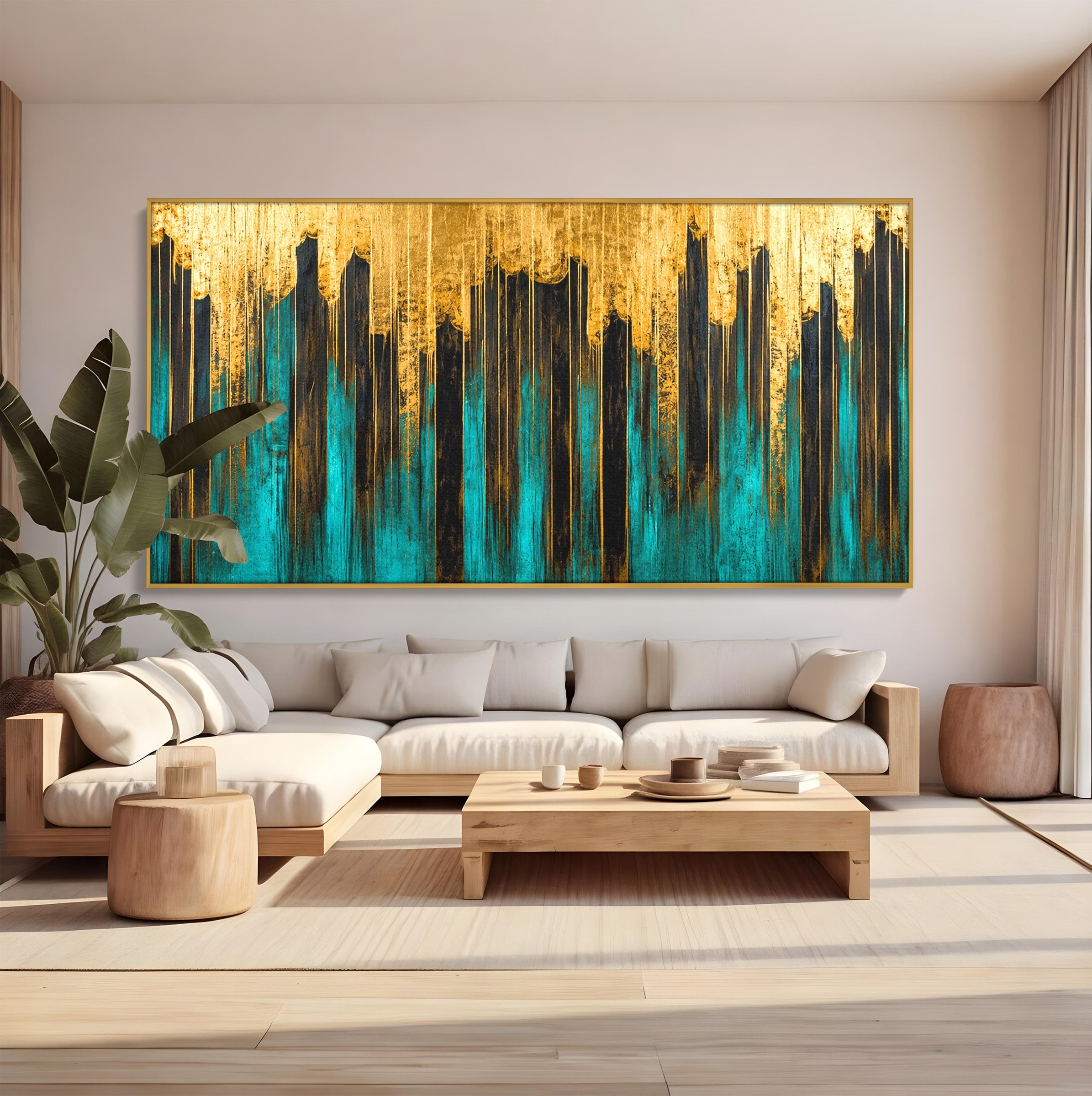 Tablou Canvas Premium LuxCanva® C1393, Orasul Aurit, Oras, Abstract, Modern, Lux, Birou, Culori Vibrante