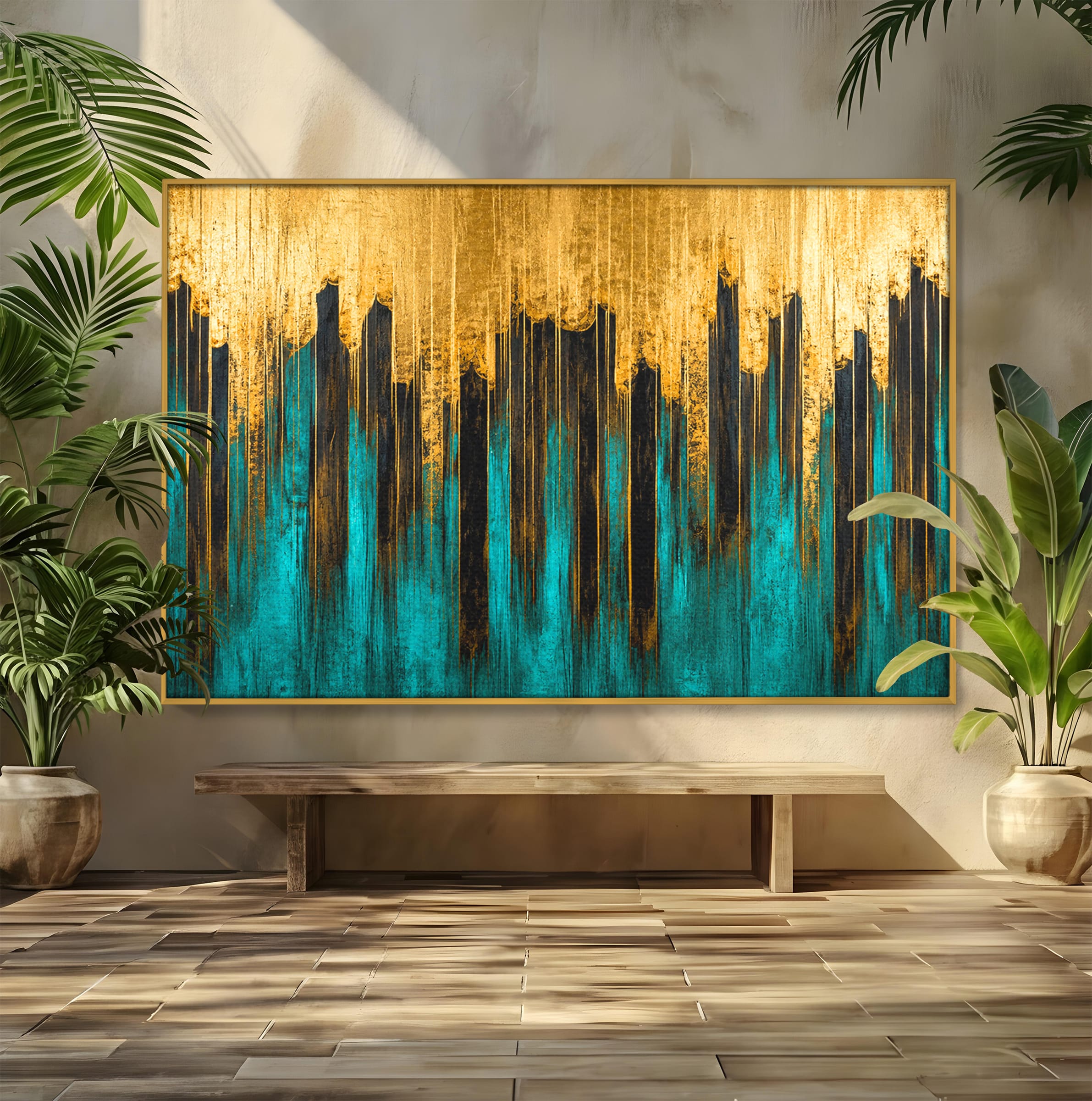 Tablou Canvas Premium LuxCanva® C1393, Orasul Aurit, Oras, Abstract, Modern, Lux, Birou, Culori Vibrante