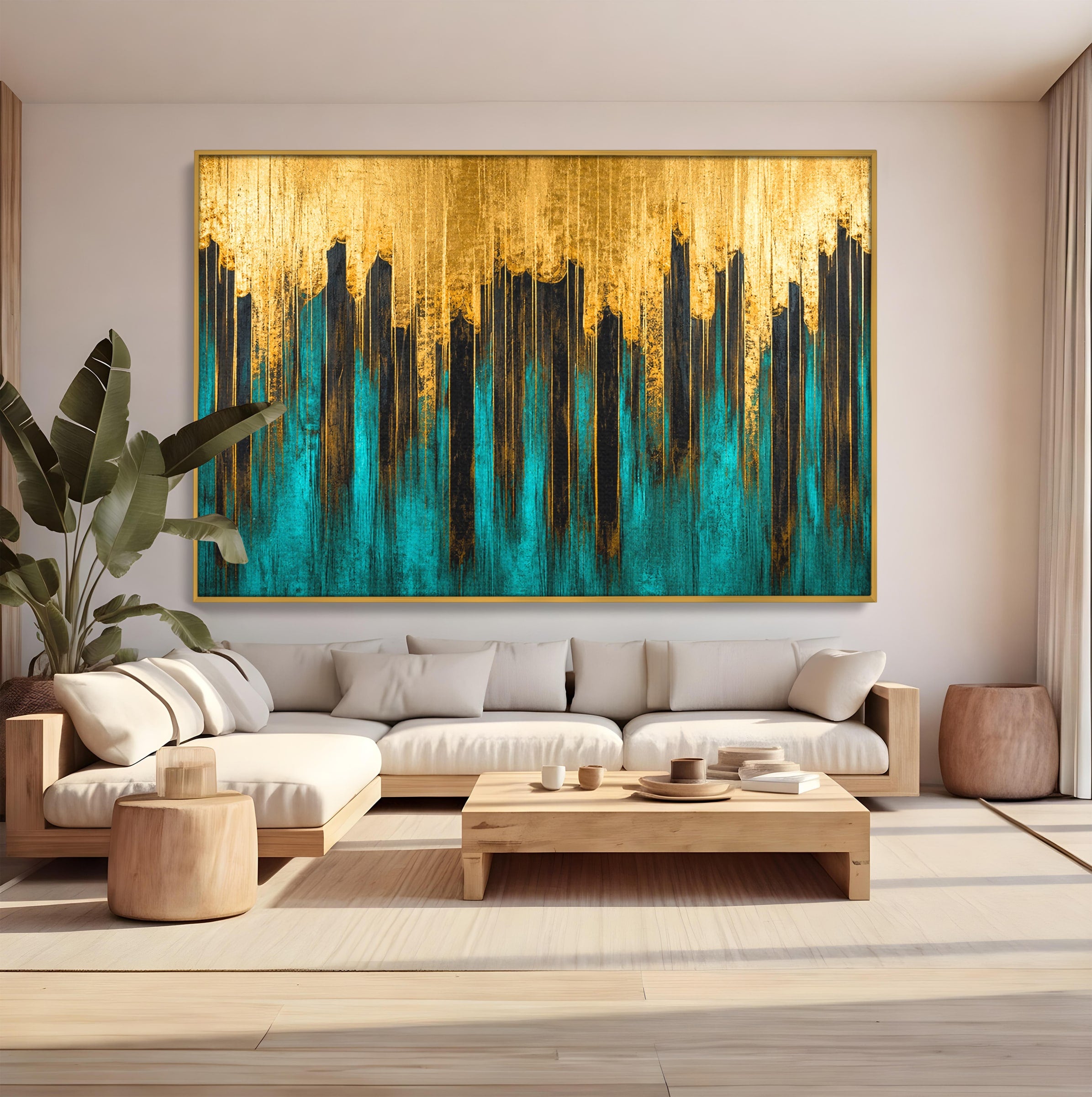 Tablou Canvas Premium LuxCanva® C1393, Orasul Aurit, Oras, Abstract, Modern, Lux, Birou, Culori Vibrante