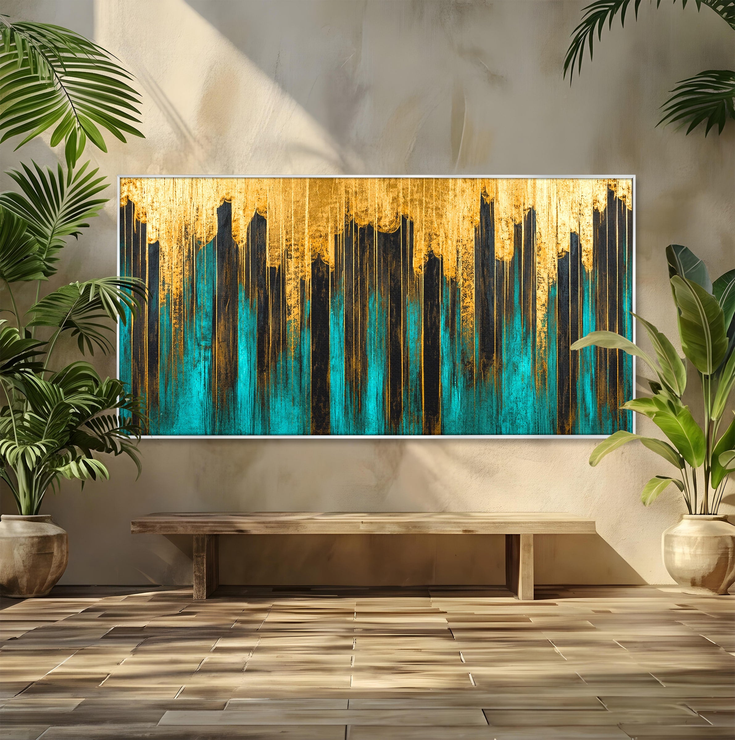 Tablou Canvas Premium LuxCanva® C1393, Orasul Aurit, Oras, Abstract, Modern, Lux, Birou, Culori Vibrante