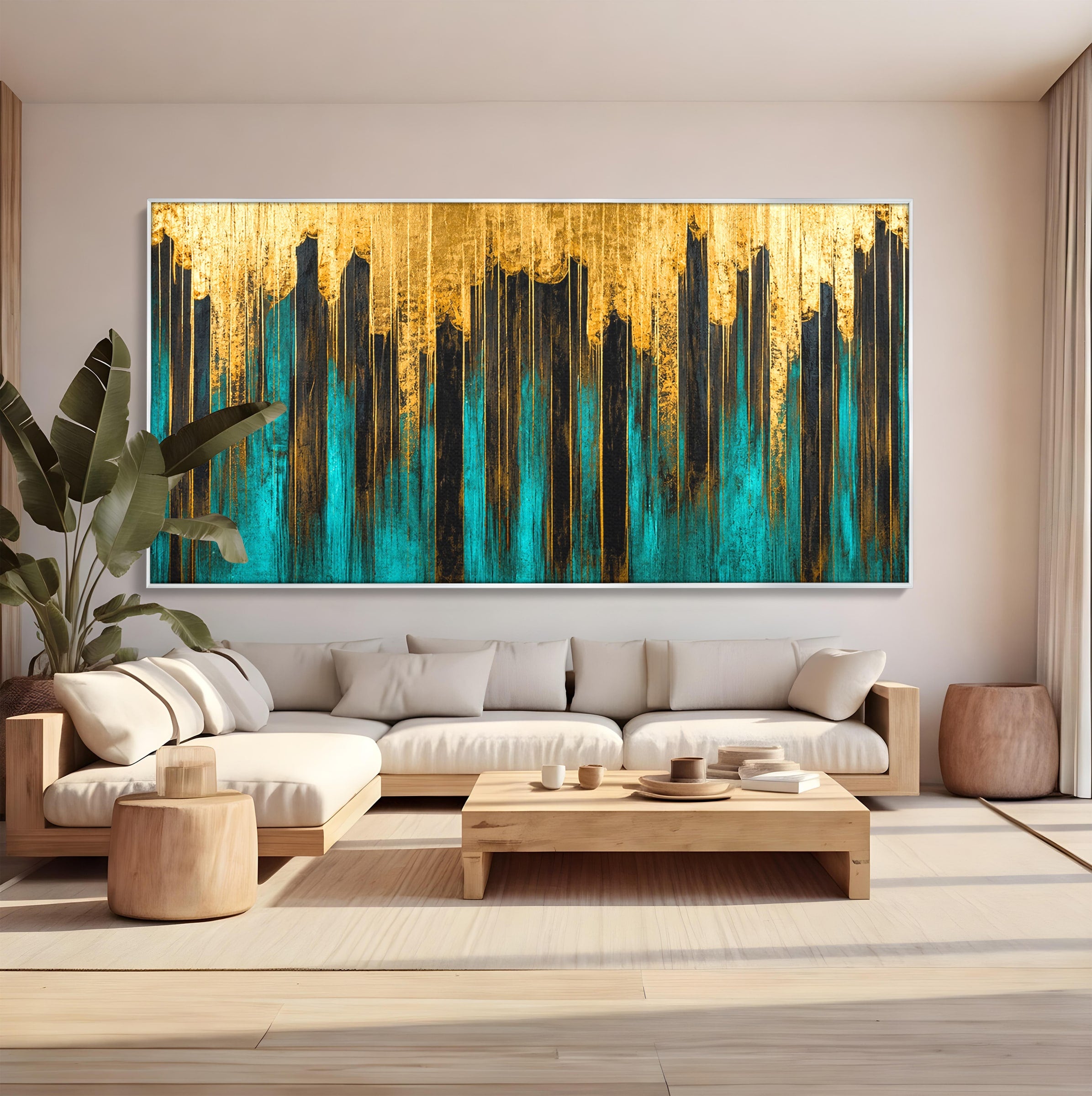 Tablou Canvas Premium LuxCanva® C1393, Orasul Aurit, Oras, Abstract, Modern, Lux, Birou, Culori Vibrante