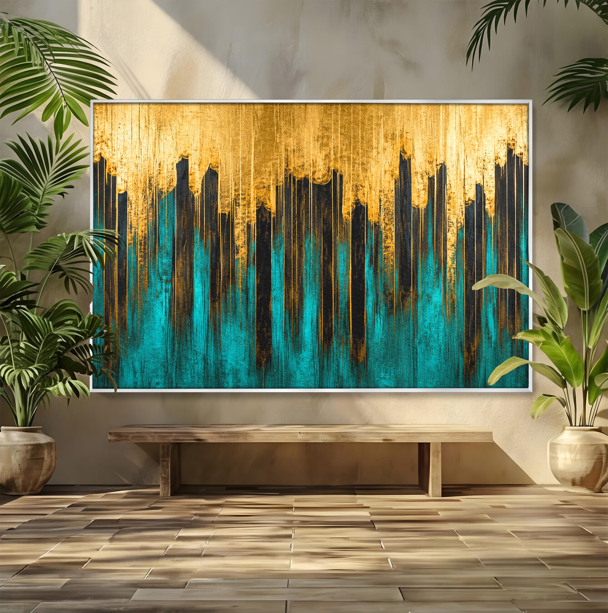 Tablou Canvas Premium LuxCanva® C1393, Orasul Aurit, Oras, Abstract, Modern, Lux, Birou, Culori Vibrante
