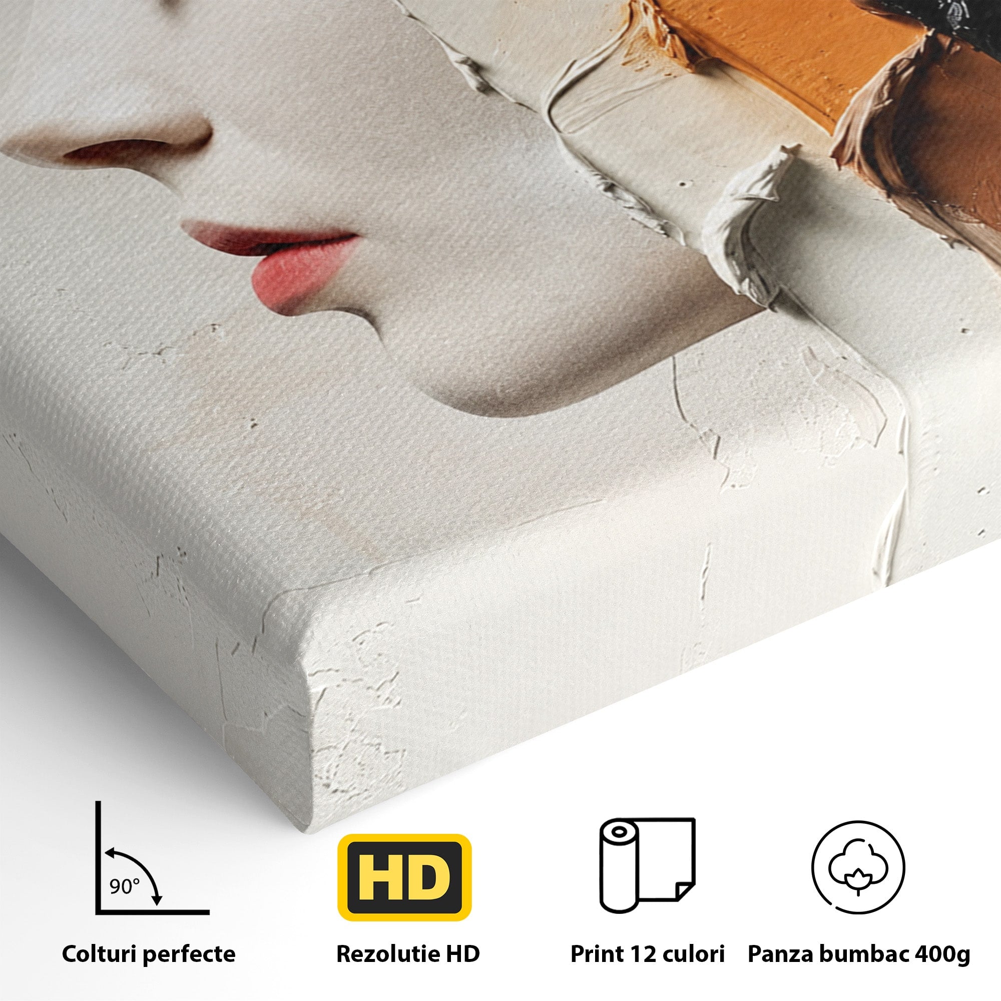 Tablou Canvas Premium LuxCanva® C1394, Profil Artistic Abstract, Portret, Abstract, Textura, Arta Moderna, Dormitor, Culori Vibrante