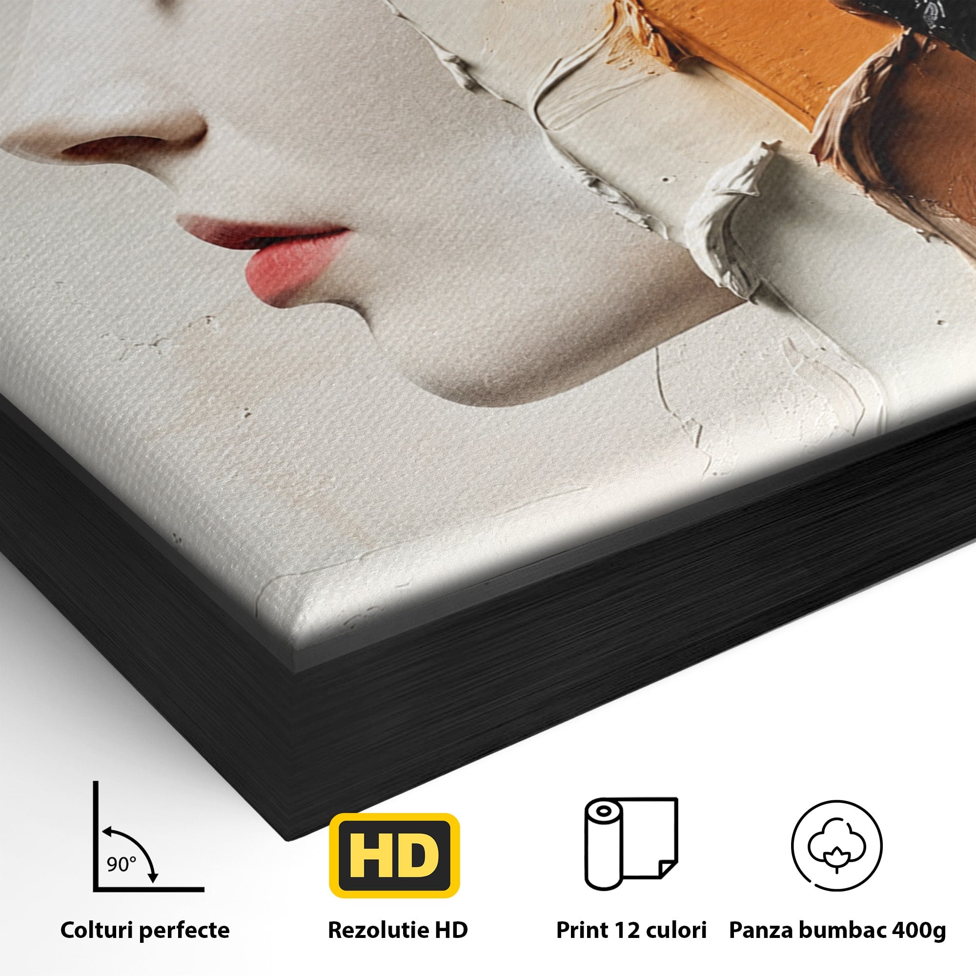 Tablou Canvas Premium LuxCanva® C1394, Profil Artistic Abstract, Portret, Abstract, Textura, Arta Moderna, Dormitor, Culori Vibrante