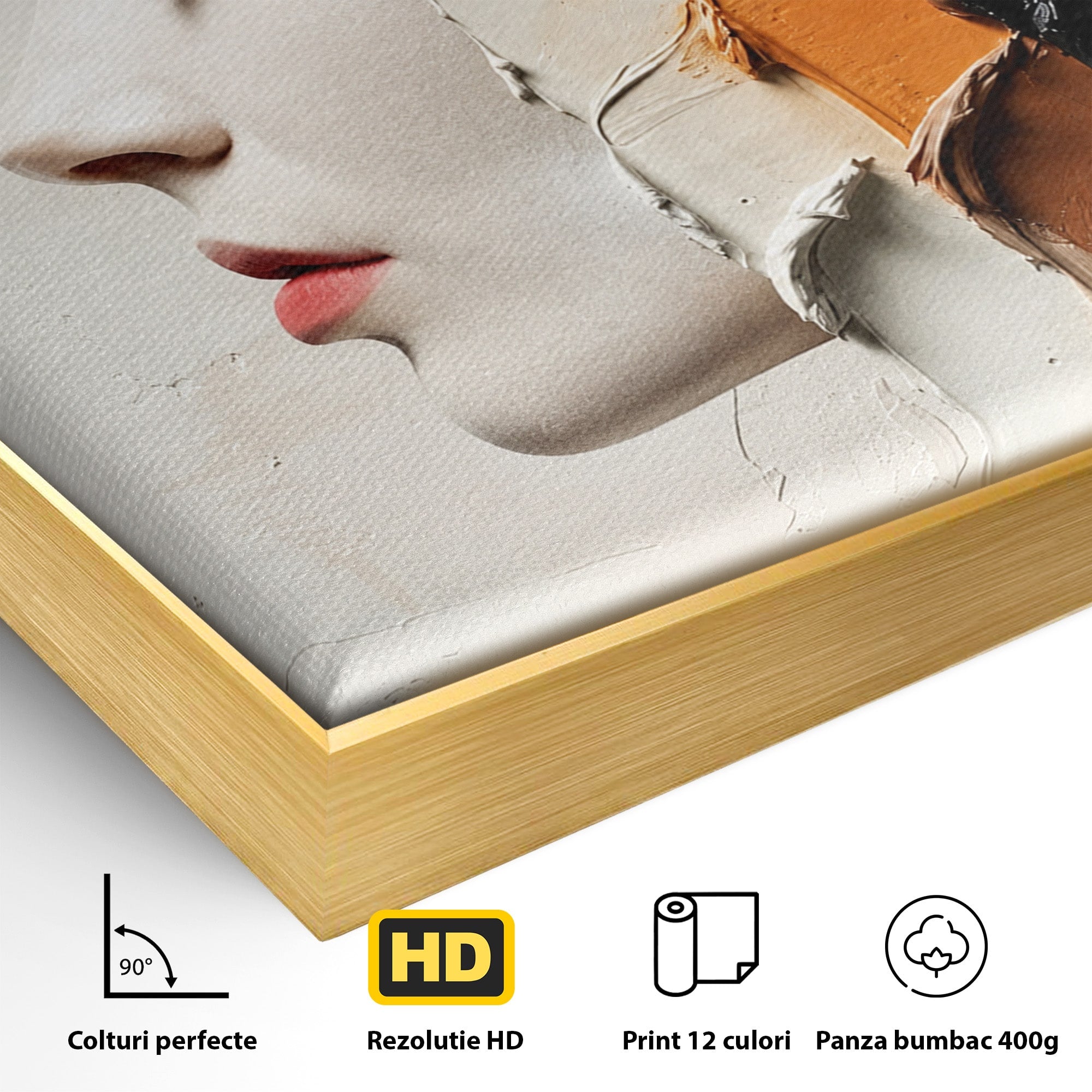 Tablou Canvas Premium LuxCanva® C1394, Profil Artistic Abstract, Portret, Abstract, Textura, Arta Moderna, Dormitor, Culori Vibrante
