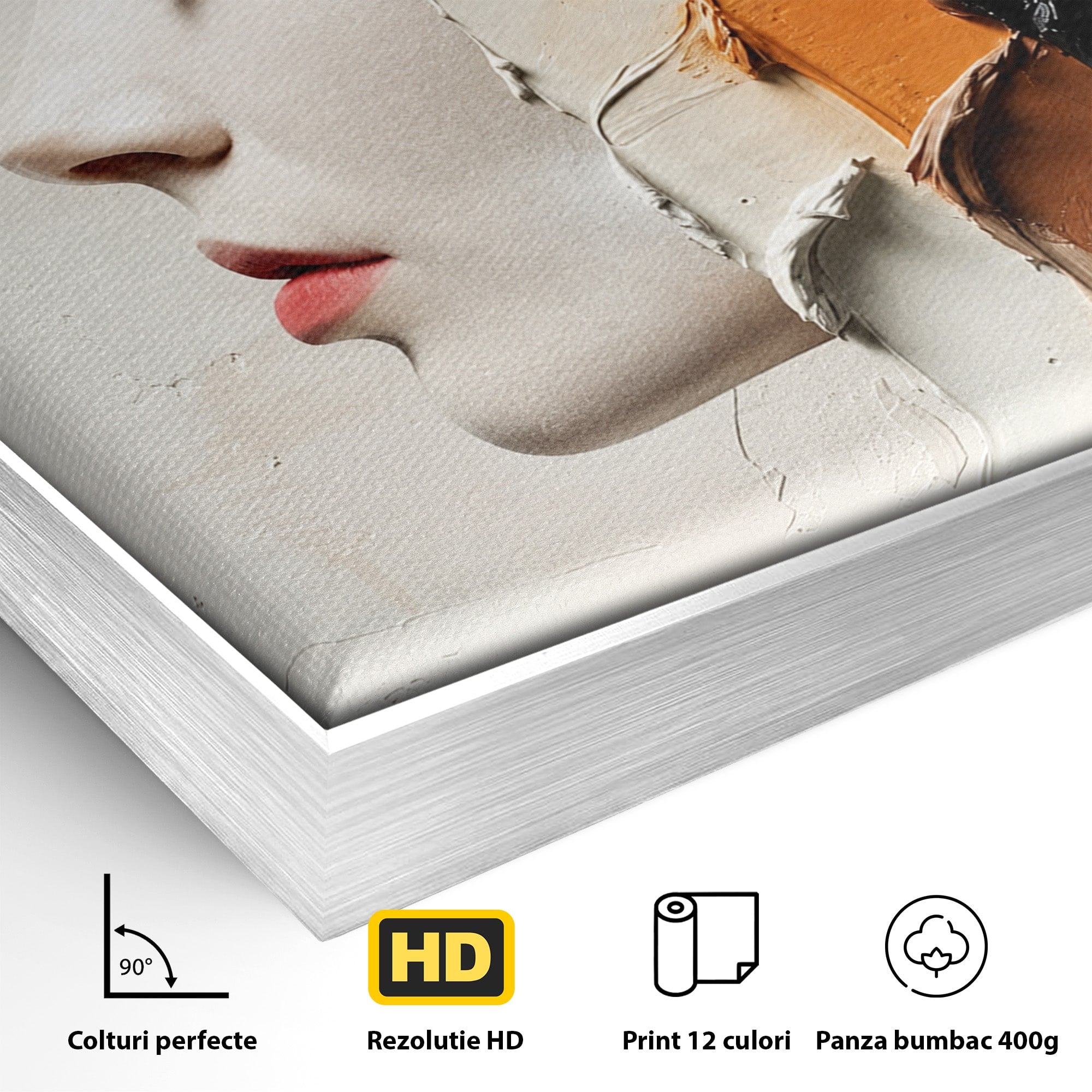 Tablou Canvas Premium LuxCanva® C1394, Profil Artistic Abstract, Portret, Abstract, Textura, Arta Moderna, Dormitor, Culori Vibrante
