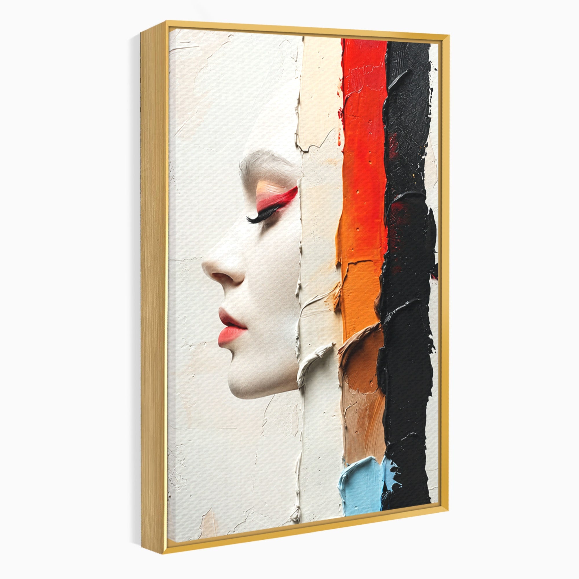 Tablou Canvas Premium LuxCanva® C1394, Profil Artistic Abstract, Portret, Abstract, Textura, Arta Moderna, Dormitor, Culori Vibrante