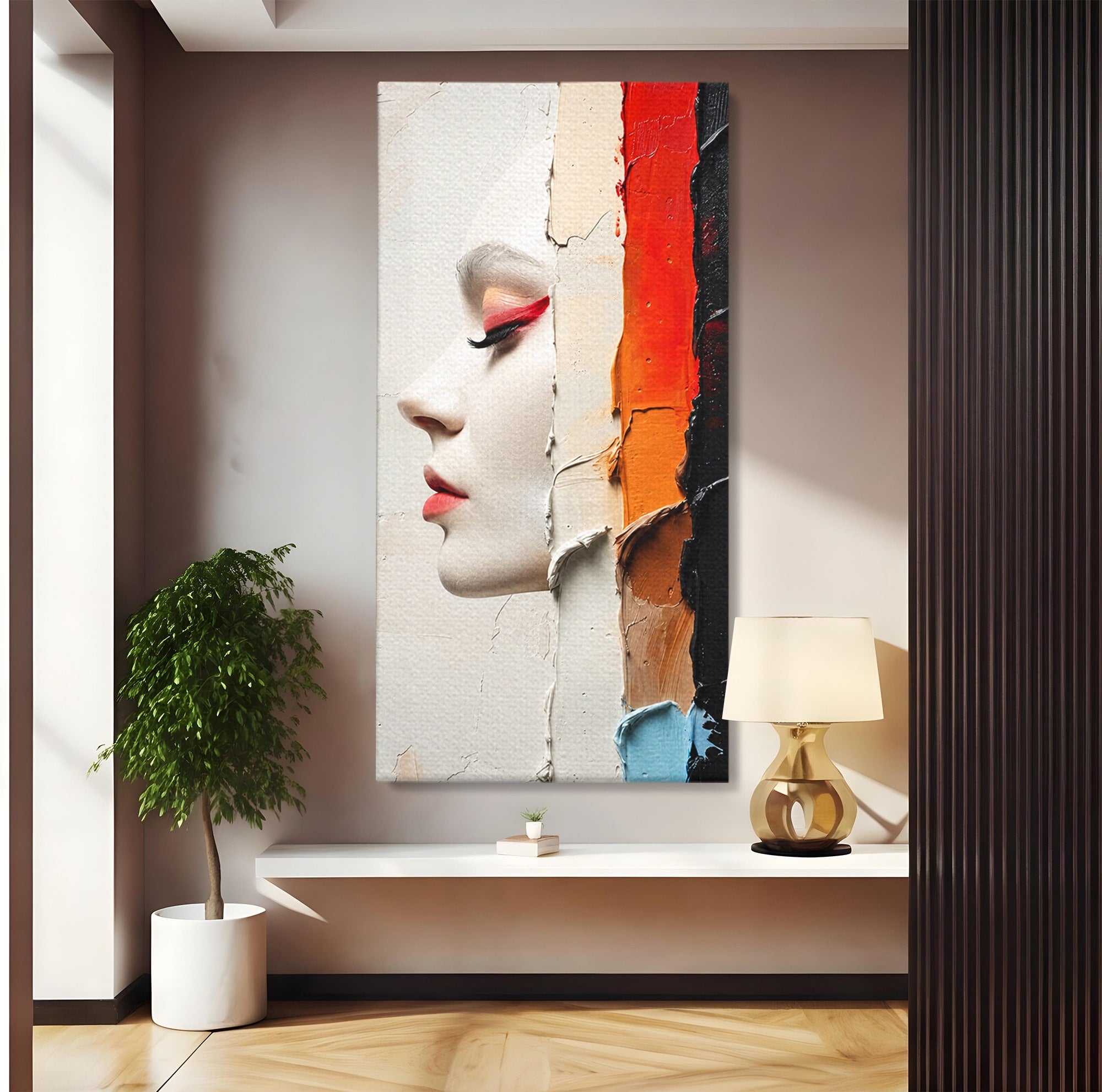 Tablou Canvas Premium LuxCanva® C1394, Profil Artistic Abstract, Portret, Abstract, Textura, Arta Moderna, Dormitor, Culori Vibrante
