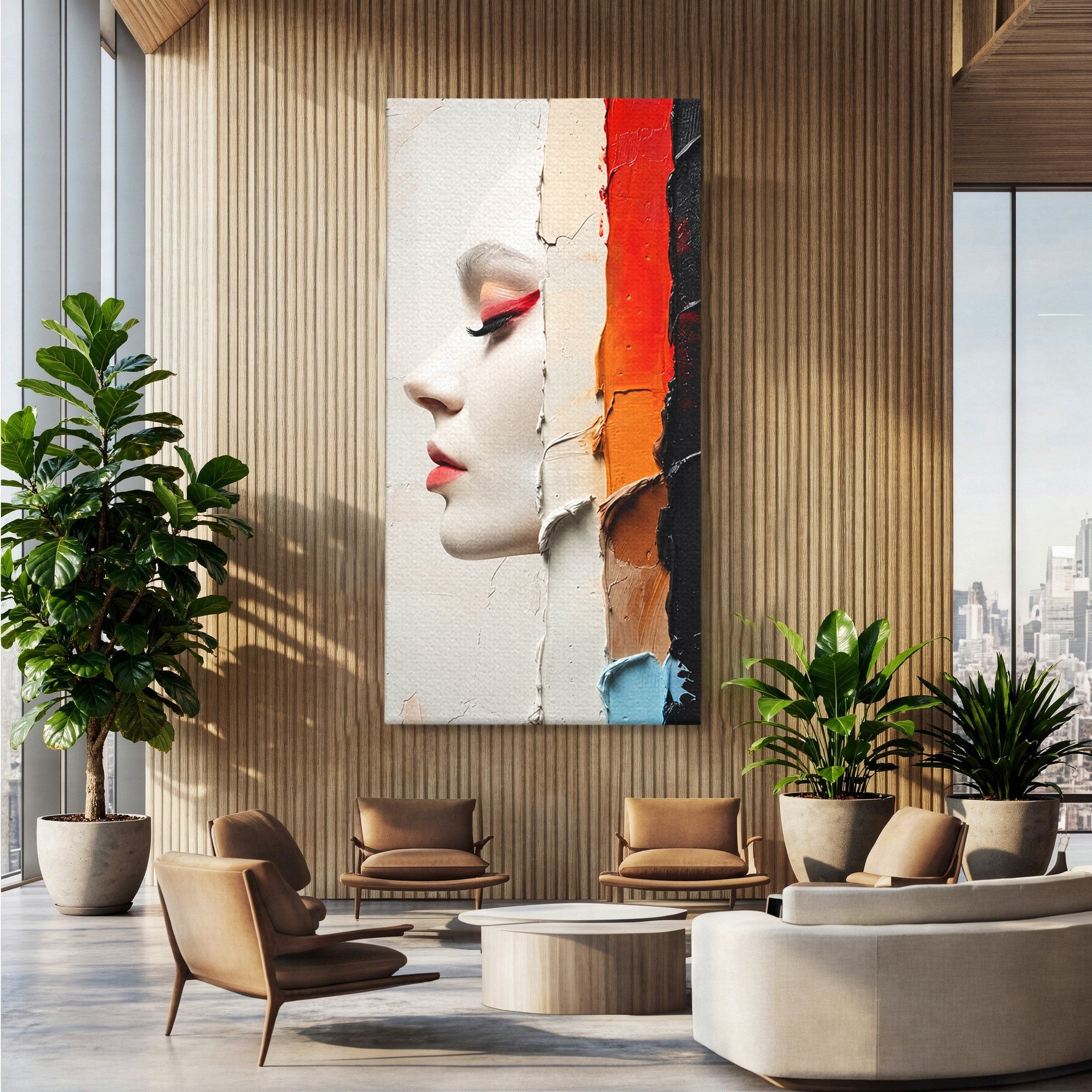Tablou Canvas Premium LuxCanva® C1394, Profil Artistic Abstract, Portret, Abstract, Textura, Arta Moderna, Dormitor, Culori Vibrante