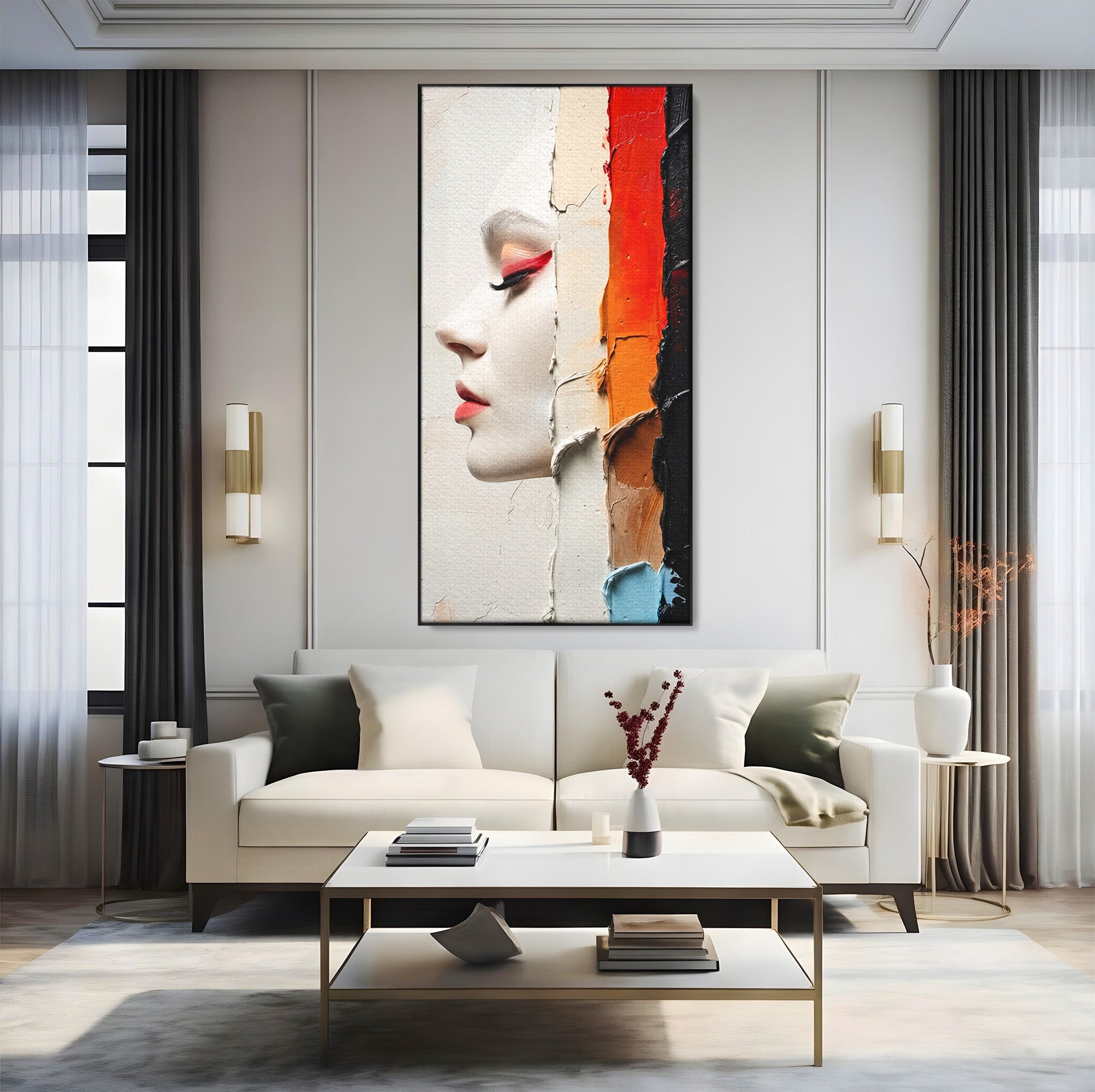 Tablou Canvas Premium LuxCanva® C1394, Profil Artistic Abstract, Portret, Abstract, Textura, Arta Moderna, Dormitor, Culori Vibrante