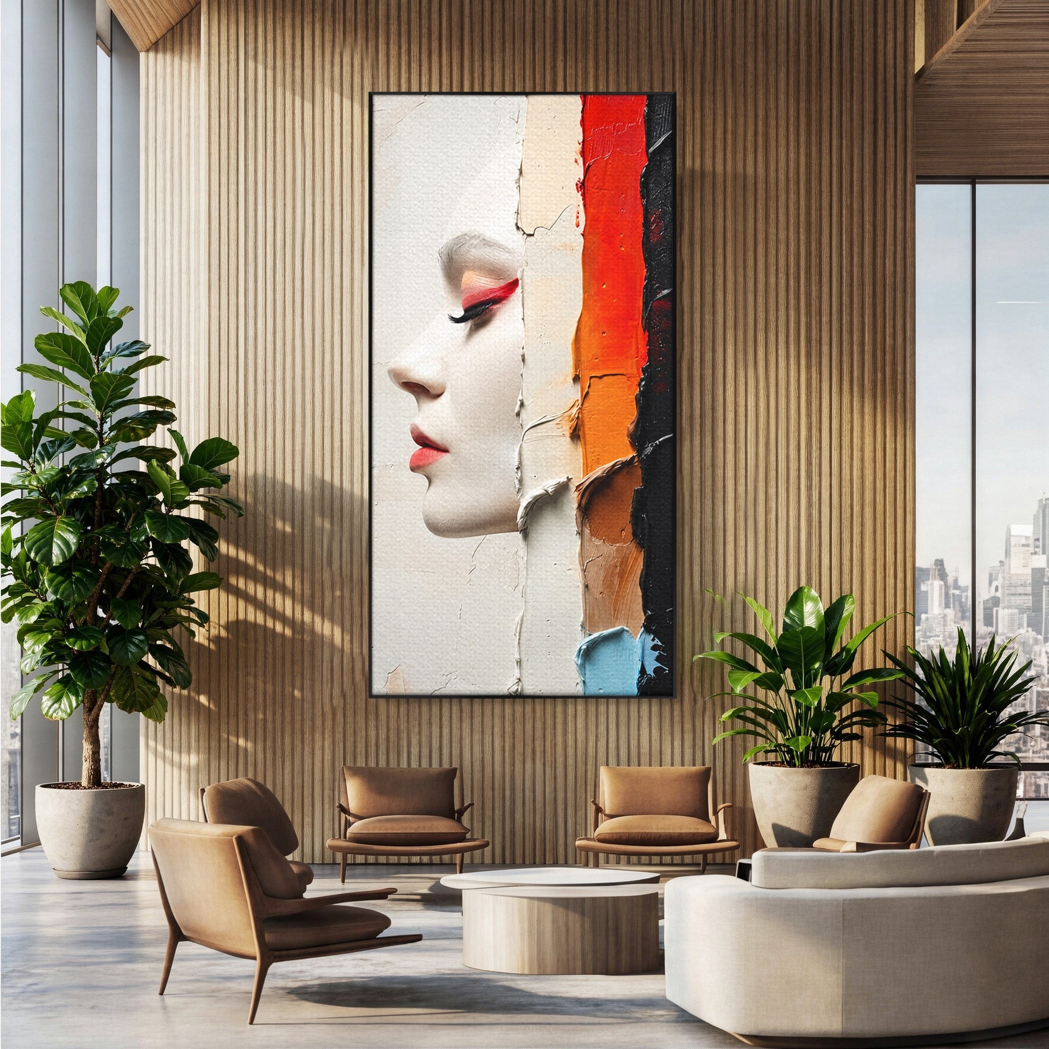 Tablou Canvas Premium LuxCanva® C1394, Profil Artistic Abstract, Portret, Abstract, Textura, Arta Moderna, Dormitor, Culori Vibrante